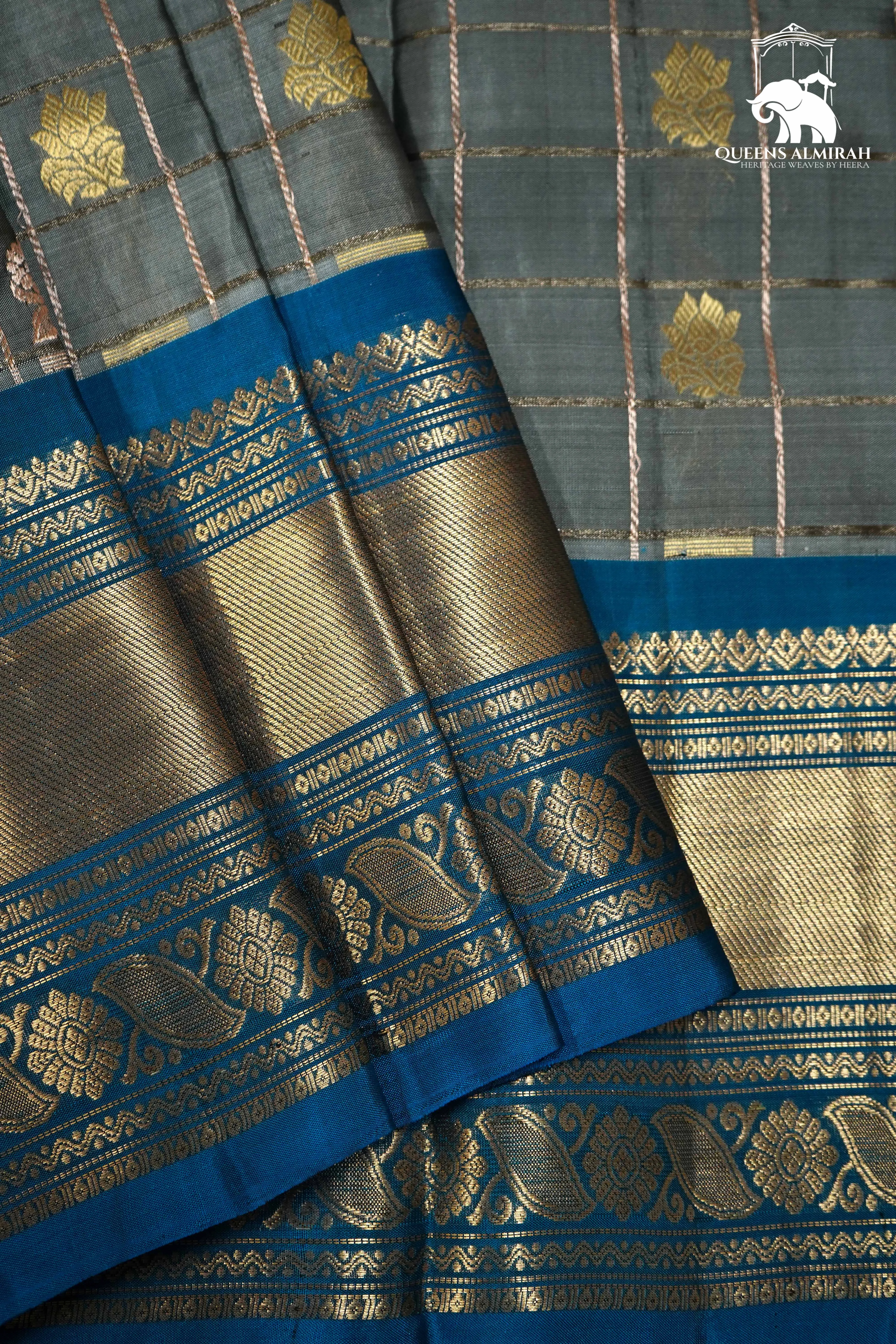 PALE SKY BLUE WITH NILE BLUE KANCHIVARAM SILK SAREE