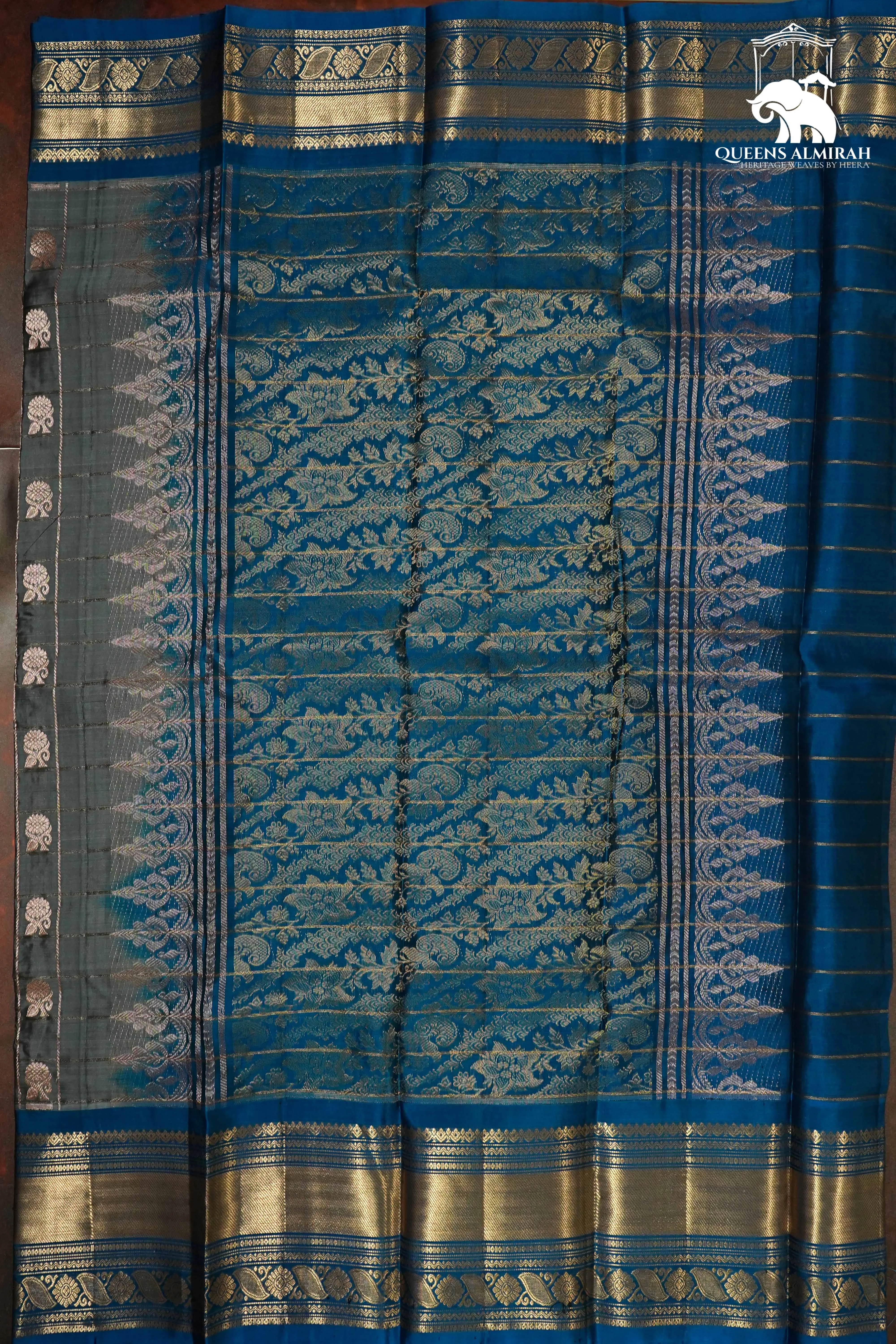 PALE SKY BLUE WITH NILE BLUE KANCHIVARAM SILK SAREE