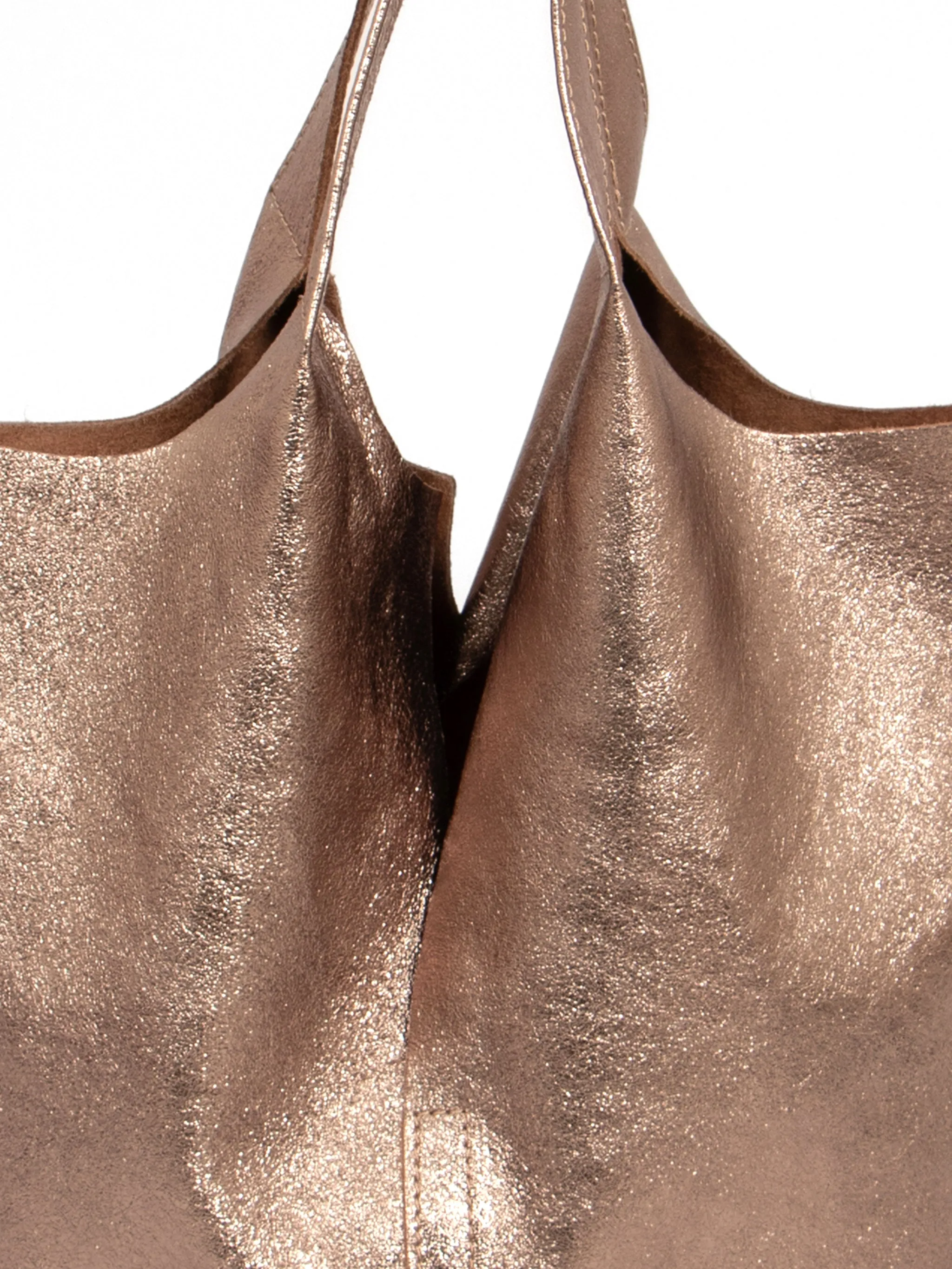 Paloma Italian Leather Shoulder Bag - Champagne, Metallic