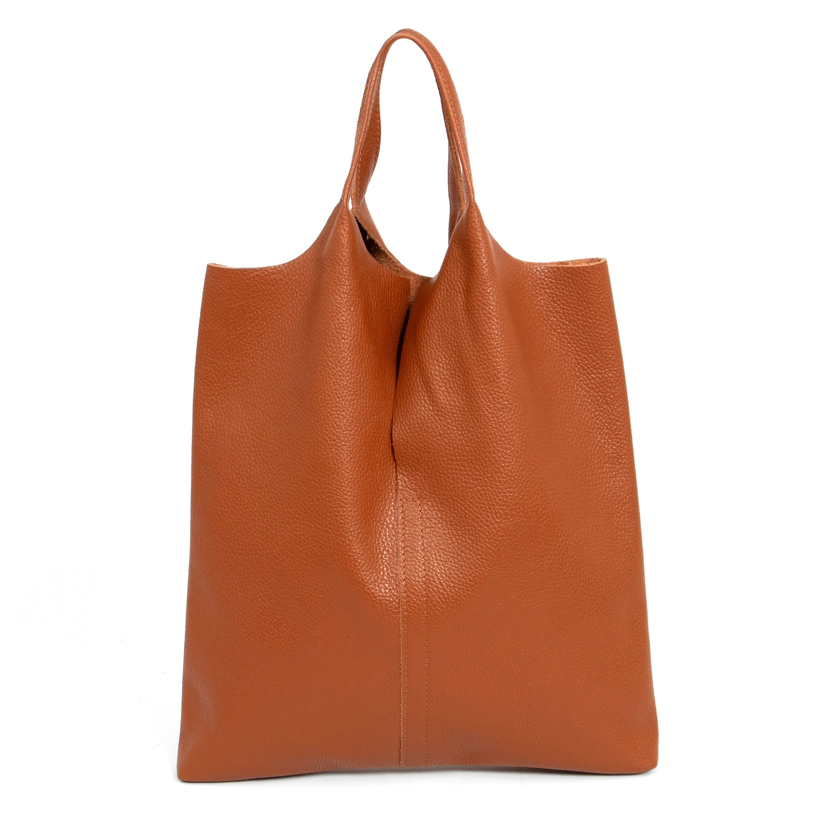 Paloma Italian Leather Shoulder Bag - Tan, Pebbled