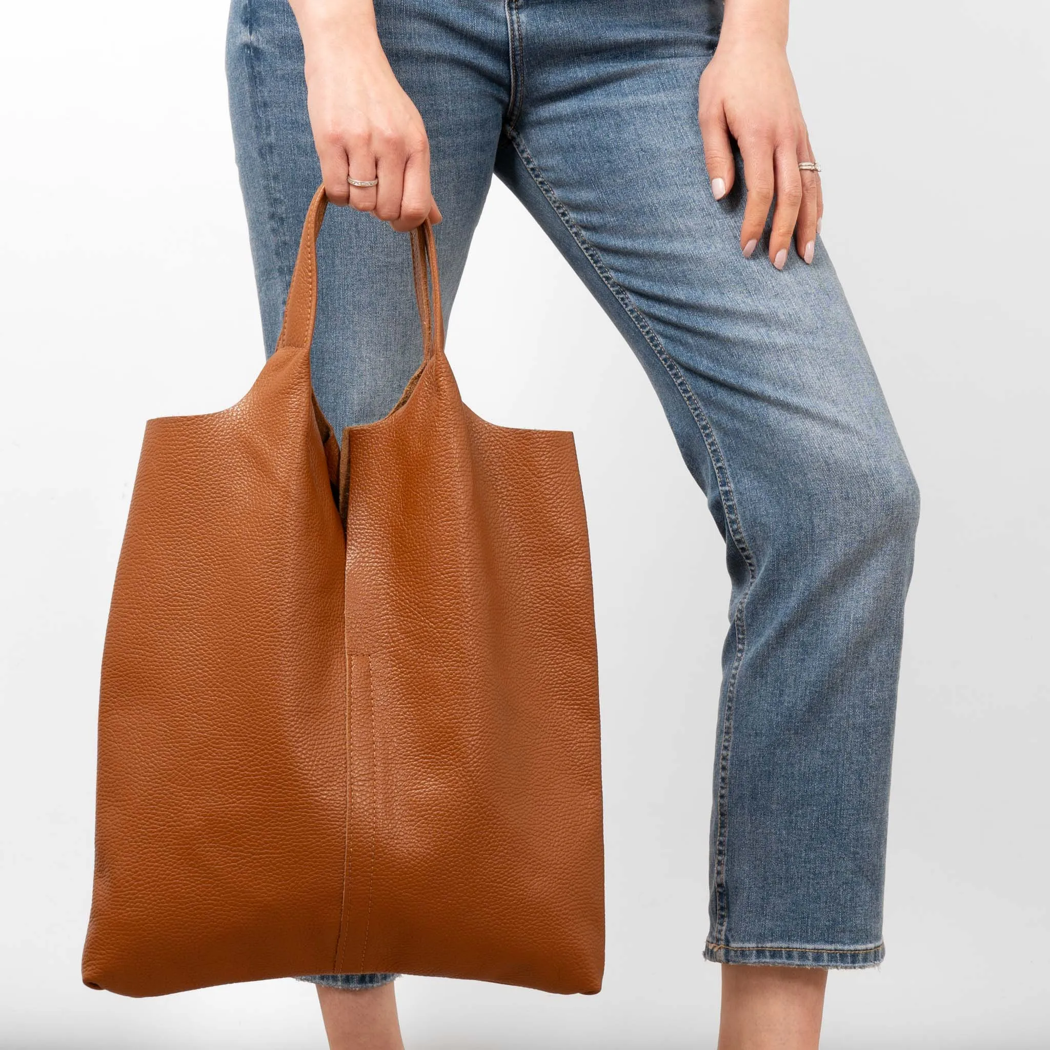 Paloma Italian Leather Shoulder Bag - Tan, Pebbled