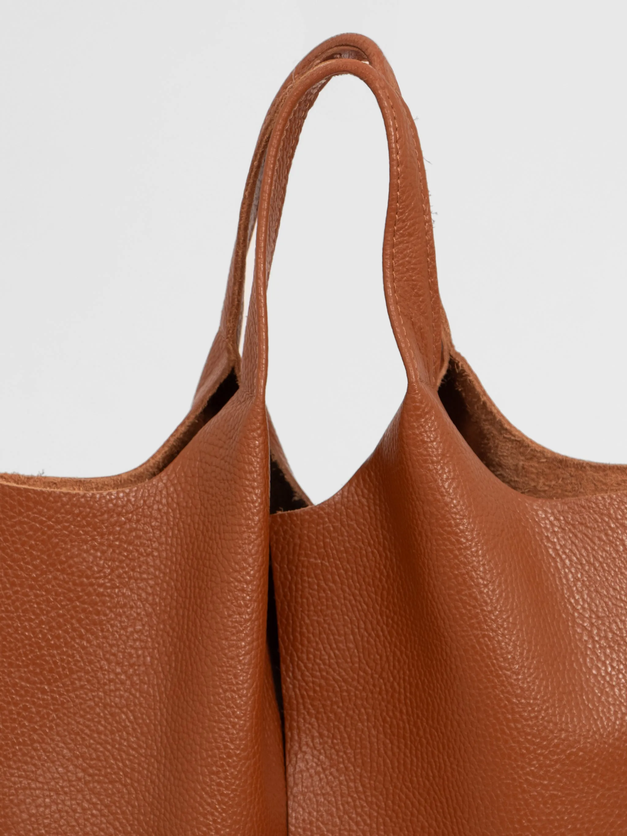 Paloma Italian Leather Shoulder Bag - Tan, Pebbled