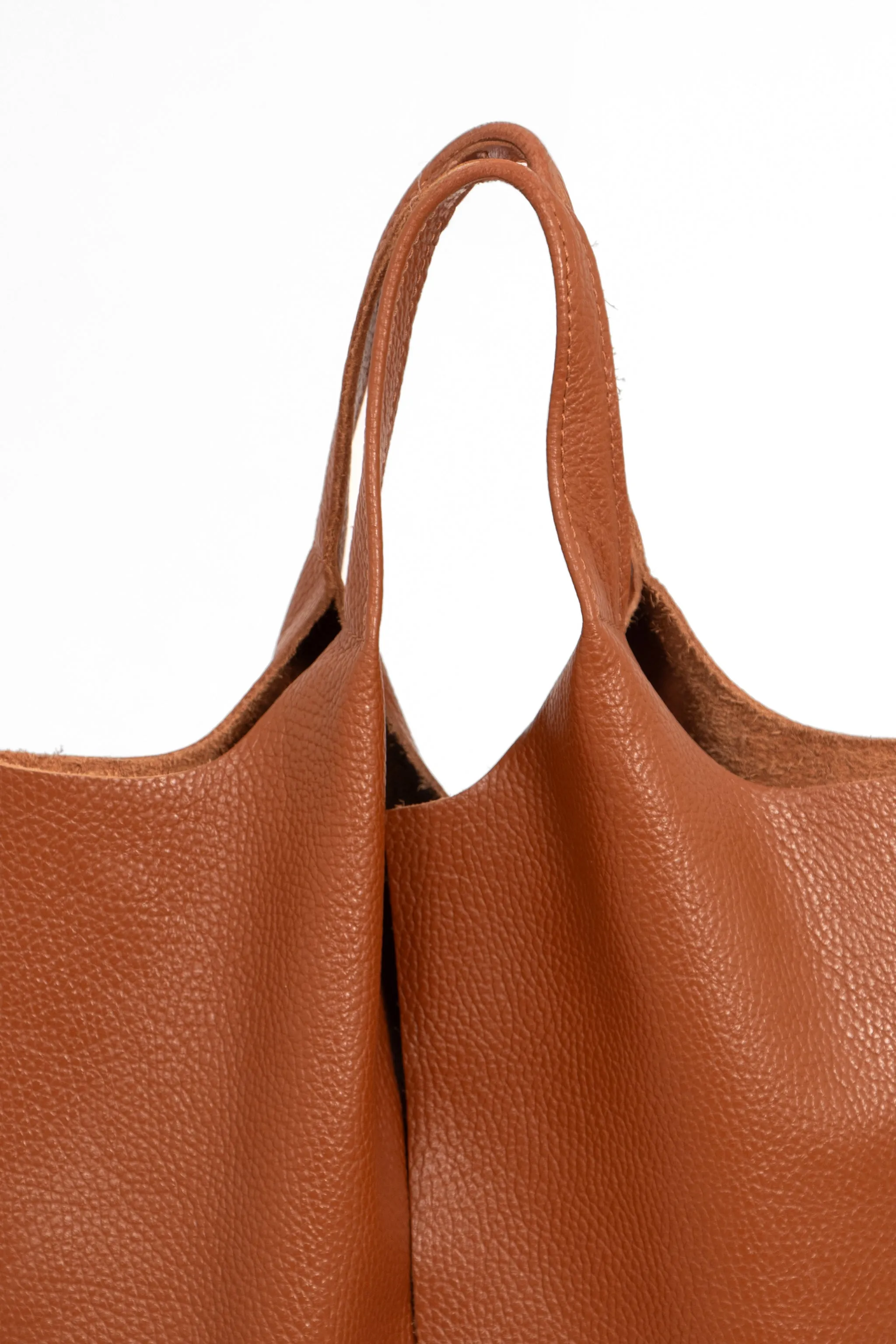 Paloma Italian Leather Shoulder Bag - Tan, Pebbled