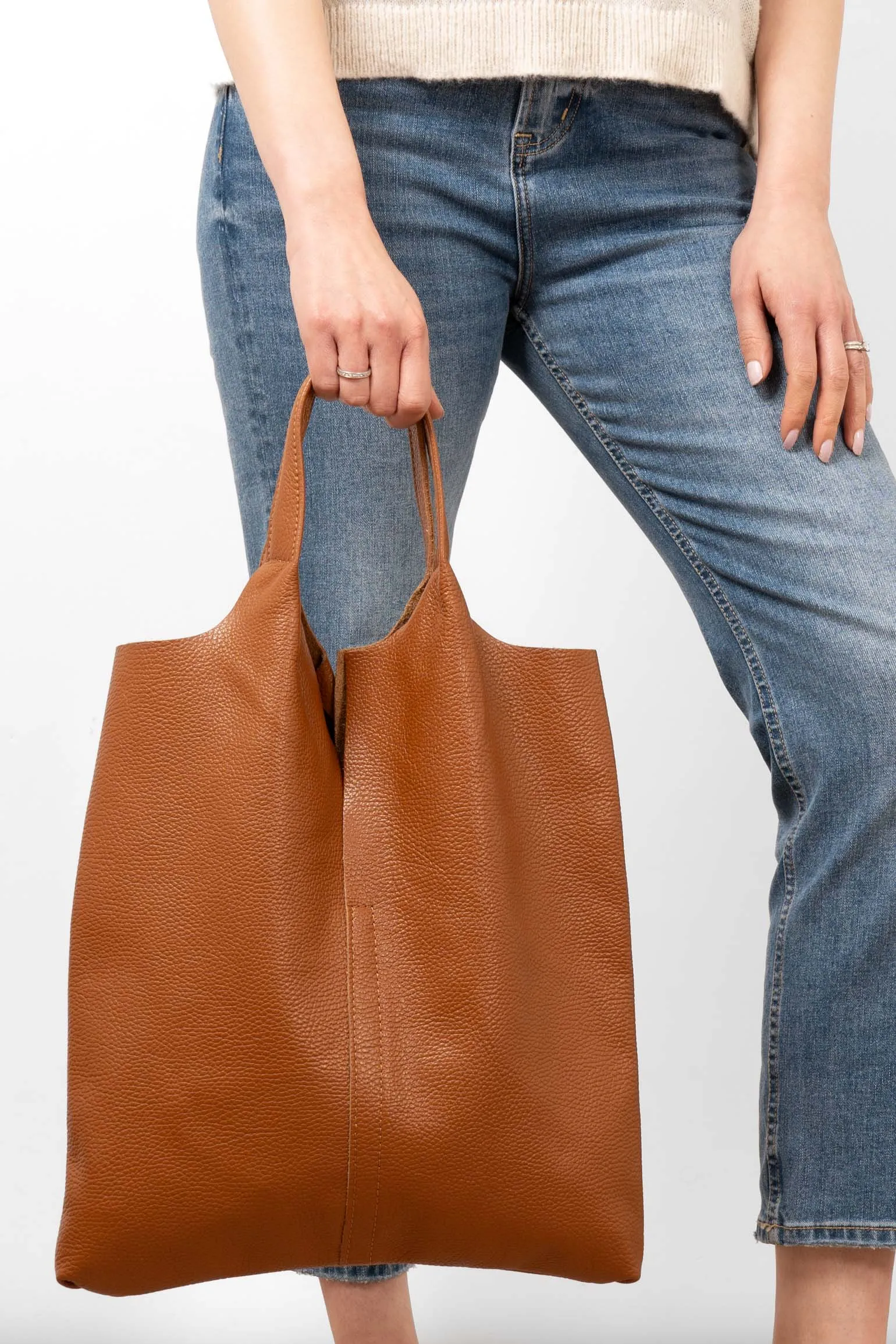Paloma Italian Leather Shoulder Bag - Tan, Pebbled