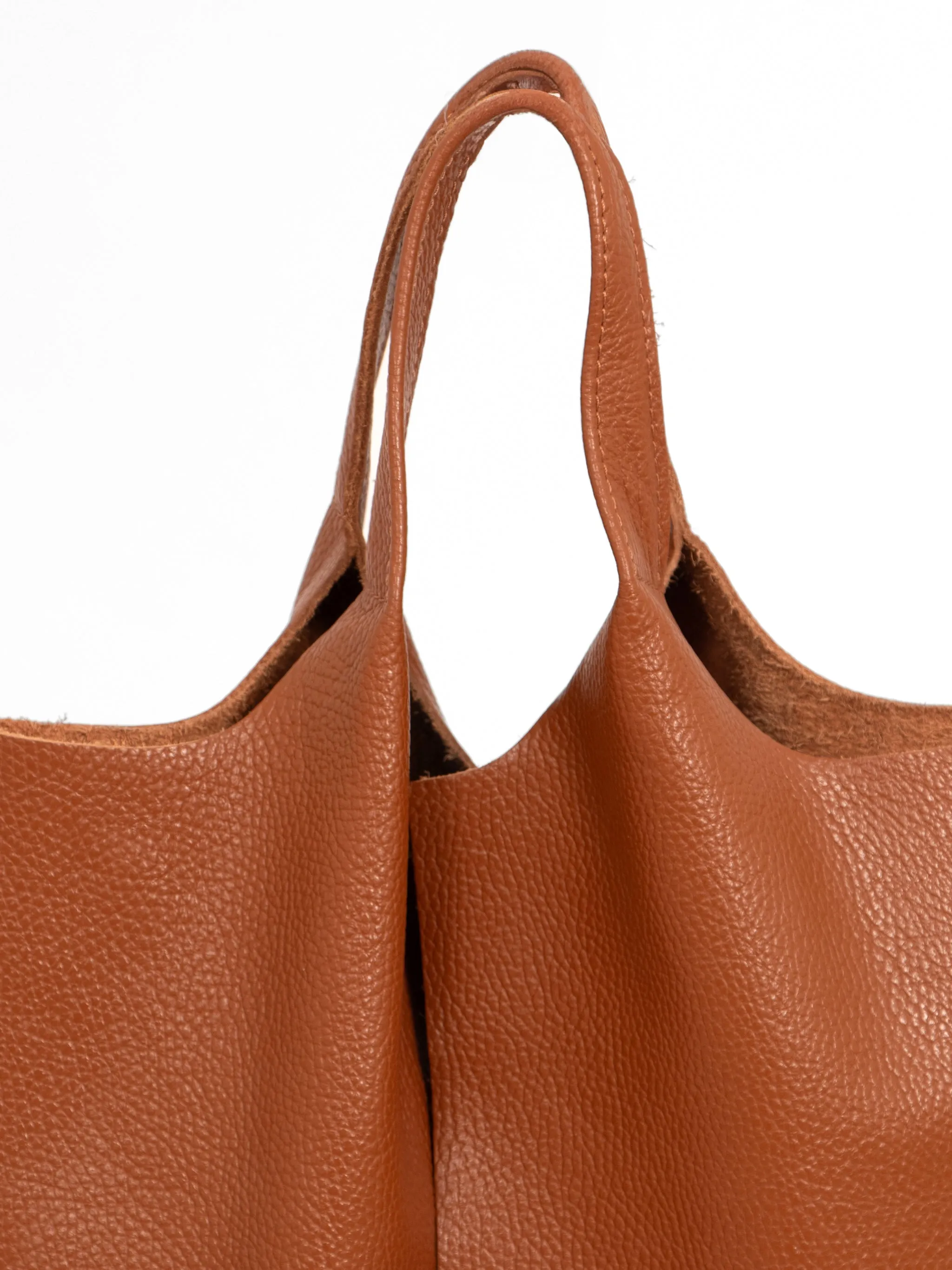 Paloma Italian Leather Shoulder Bag - Tan, Pebbled