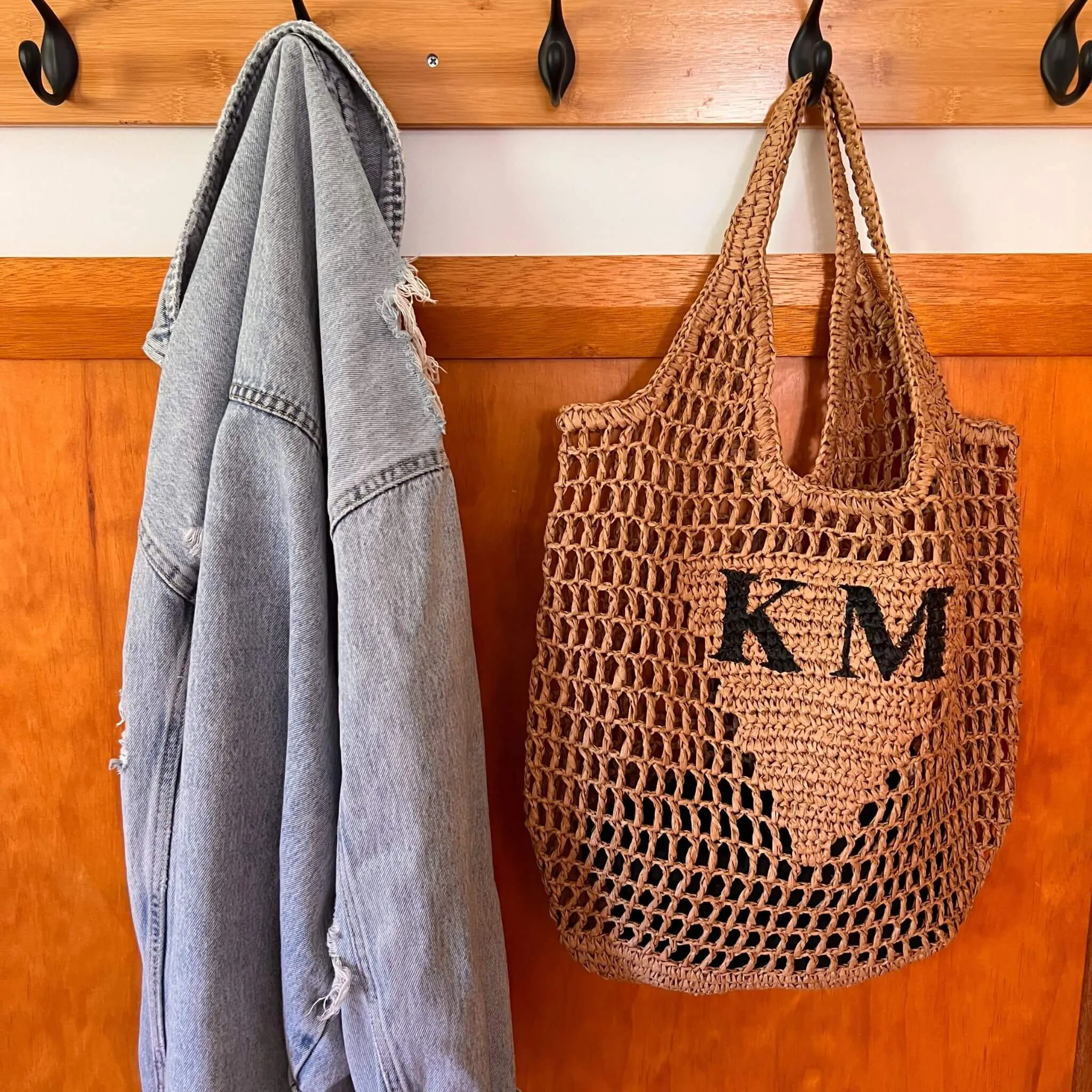 Personalised Woven Raffia Bag - Red