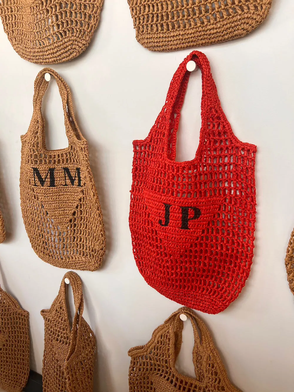 Personalised Woven Raffia Bag - Red
