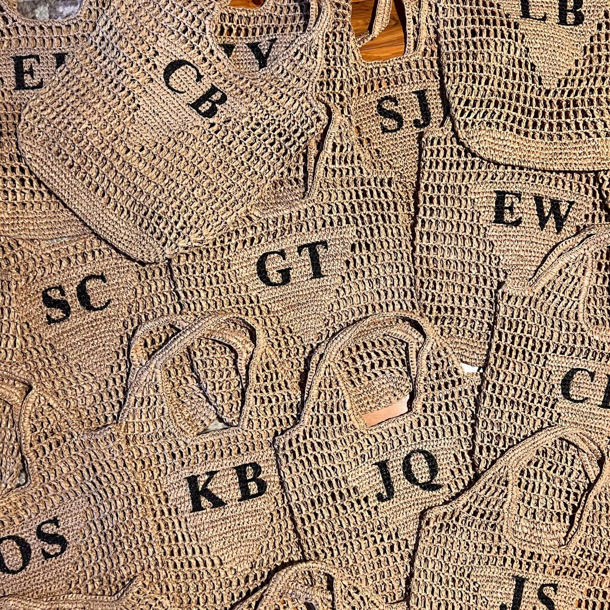 Personalised Woven Raffia Bag - Red