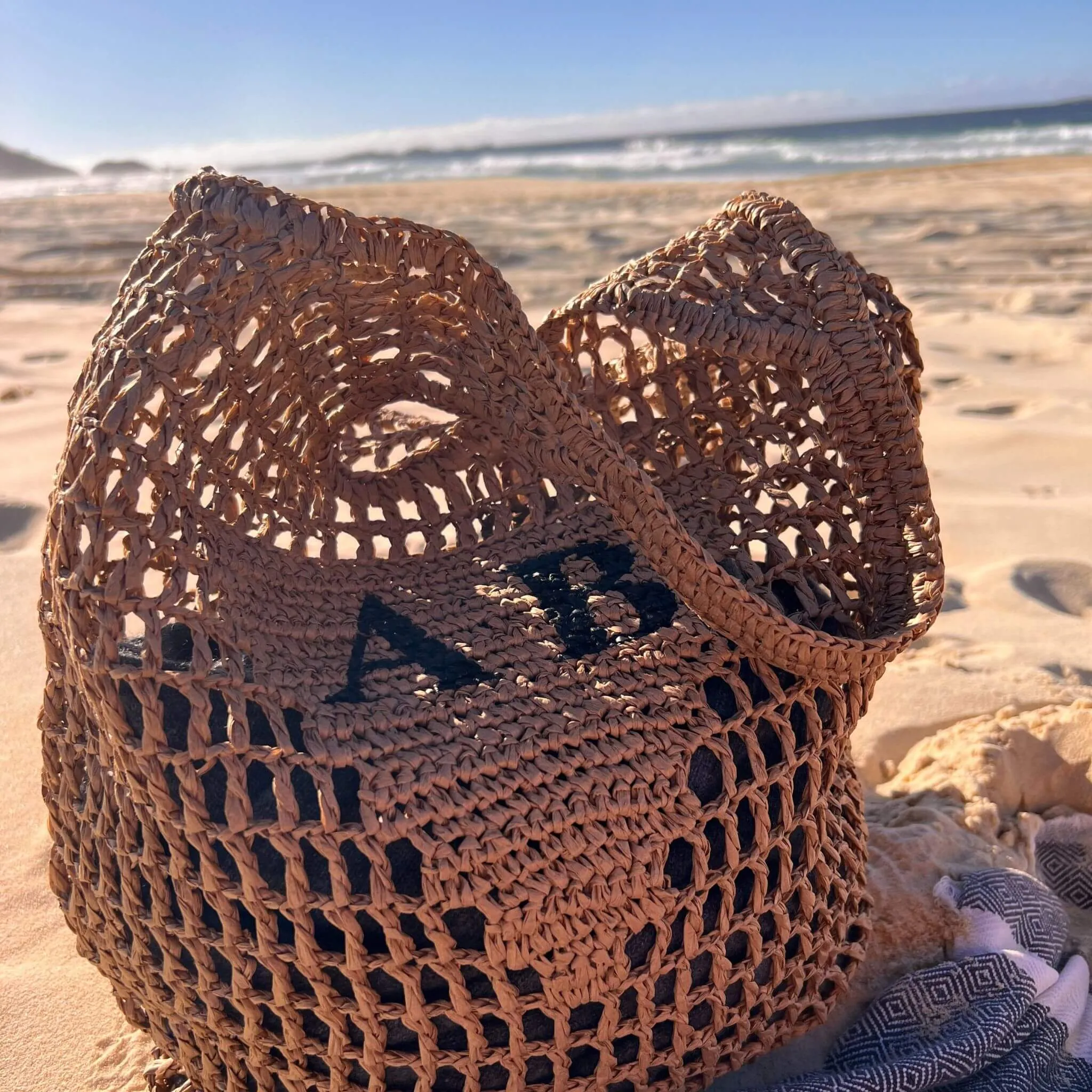 Personalised Woven Raffia Bag - Red