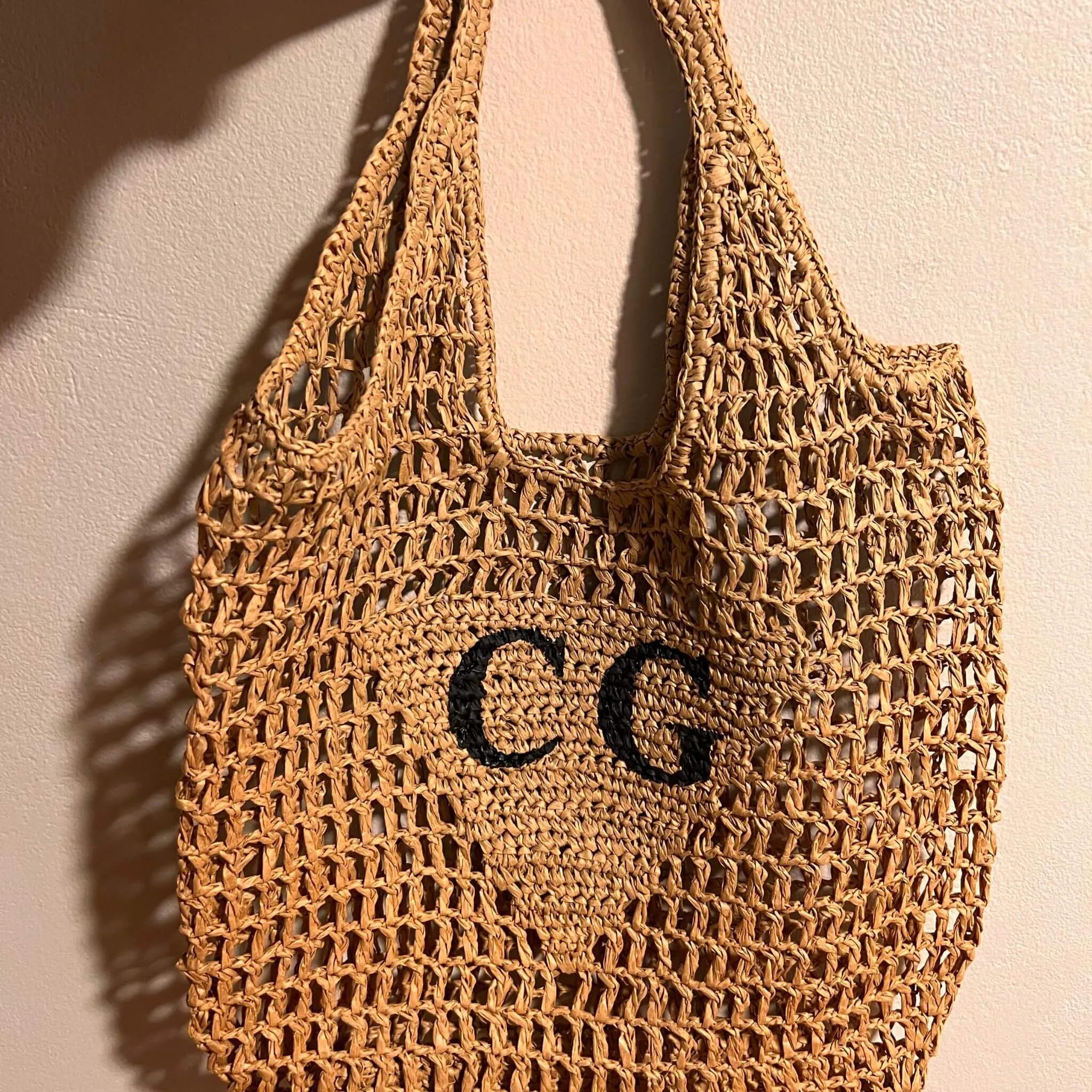 Personalised Woven Raffia Bag - Red