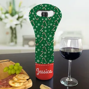 Personalized Candy Canes Wine Gift Bag