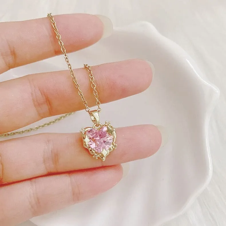 Pink Heart Pendant Necklace