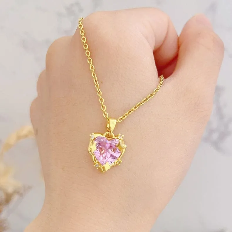 Pink Heart Pendant Necklace