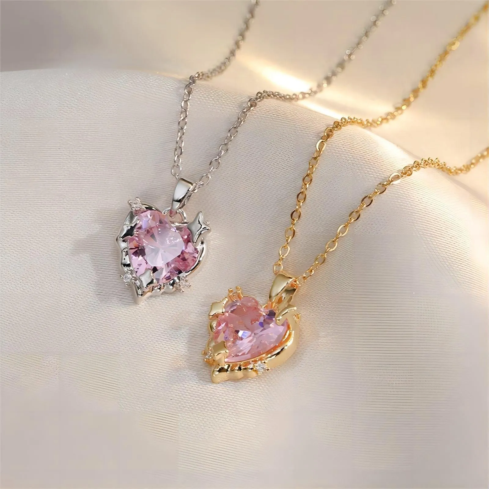 Pink Heart Pendant Necklace