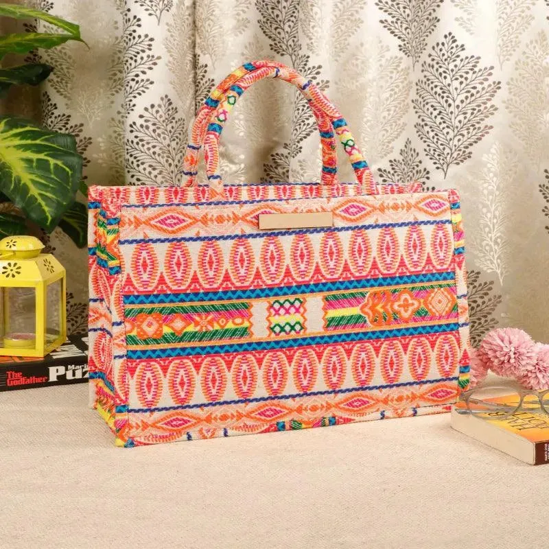 Polyester Cotton Printed Handbag | 14 X 5 X 11 inch | Multiple Design