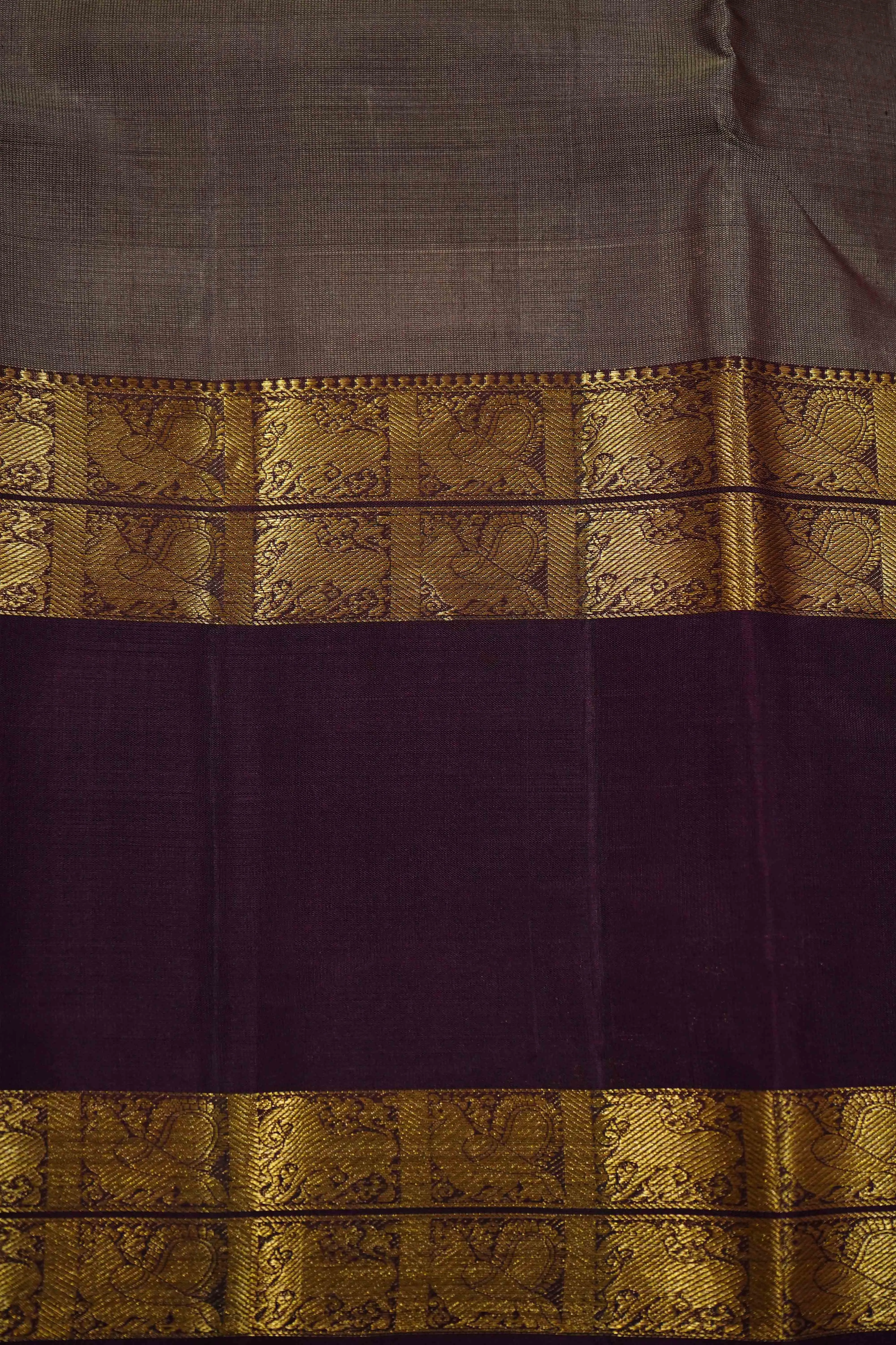 PURPLISH GREY WITH PLUM PURPLE KANCHIVARAM SILK SAREE