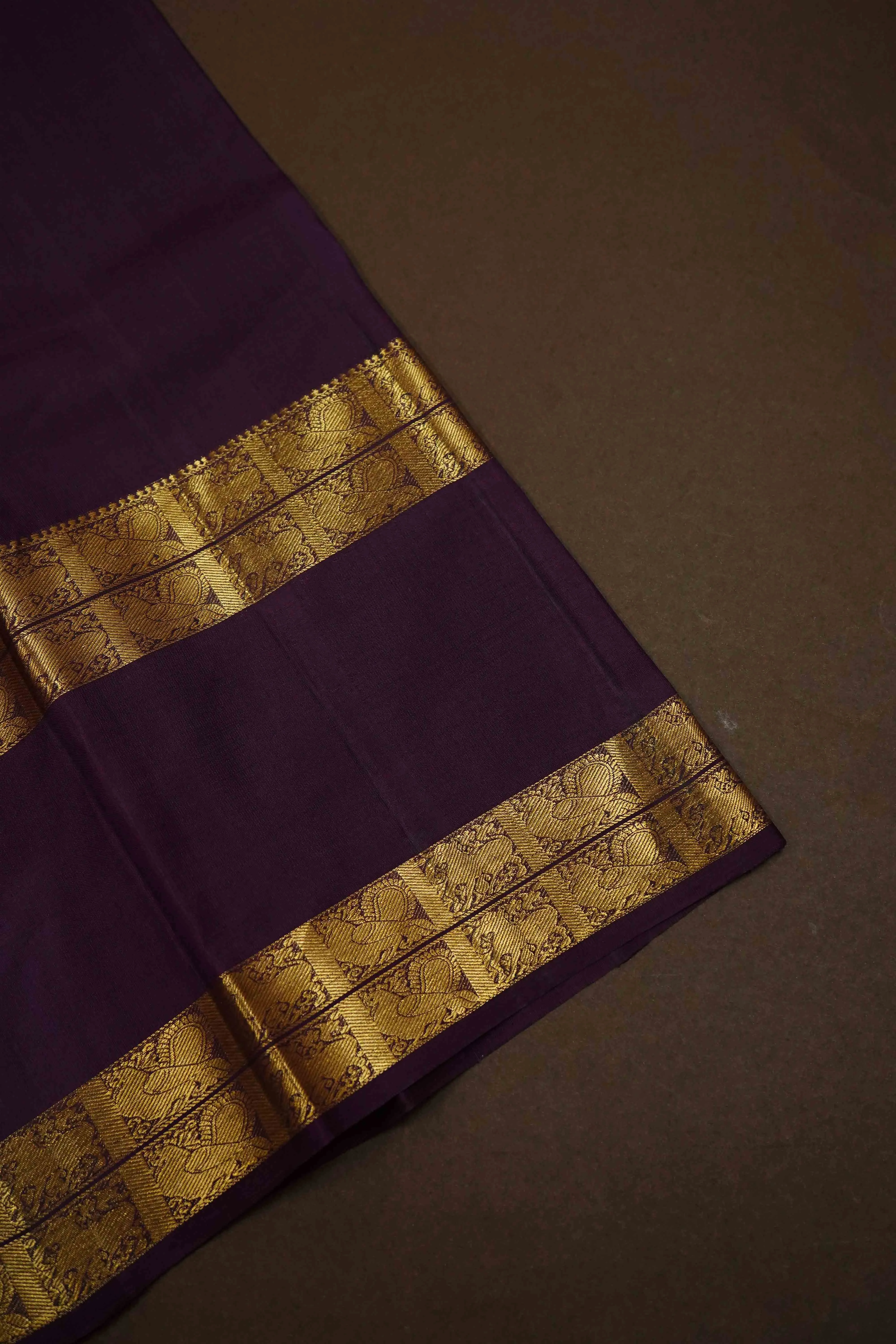 PURPLISH GREY WITH PLUM PURPLE KANCHIVARAM SILK SAREE