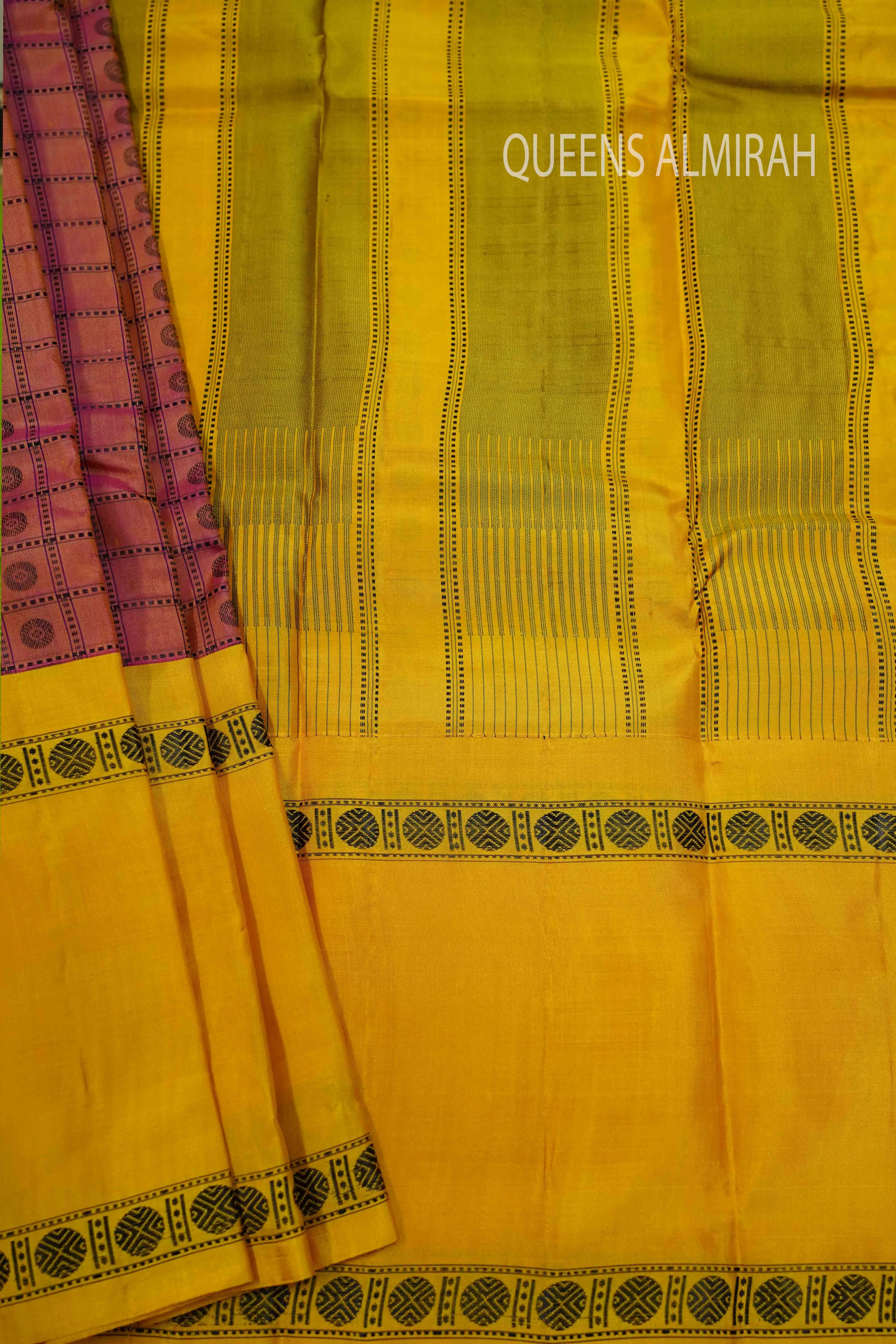 RAMBUTAN RED WITH MANGO YELLOW PURE KANCHIVARAM SILK SAREE