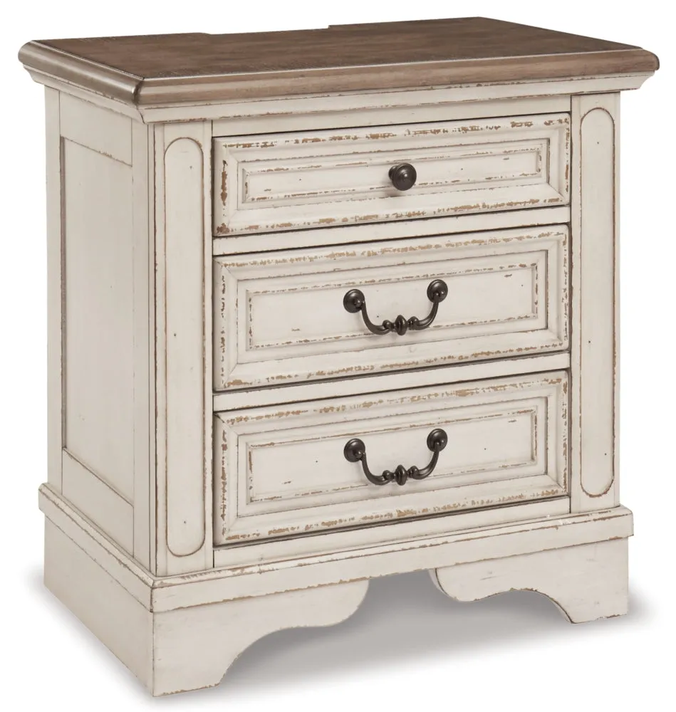 Realyn California King Upholstered Panel Bed with Mirrored Dresser, Chest and 2 Nightstands