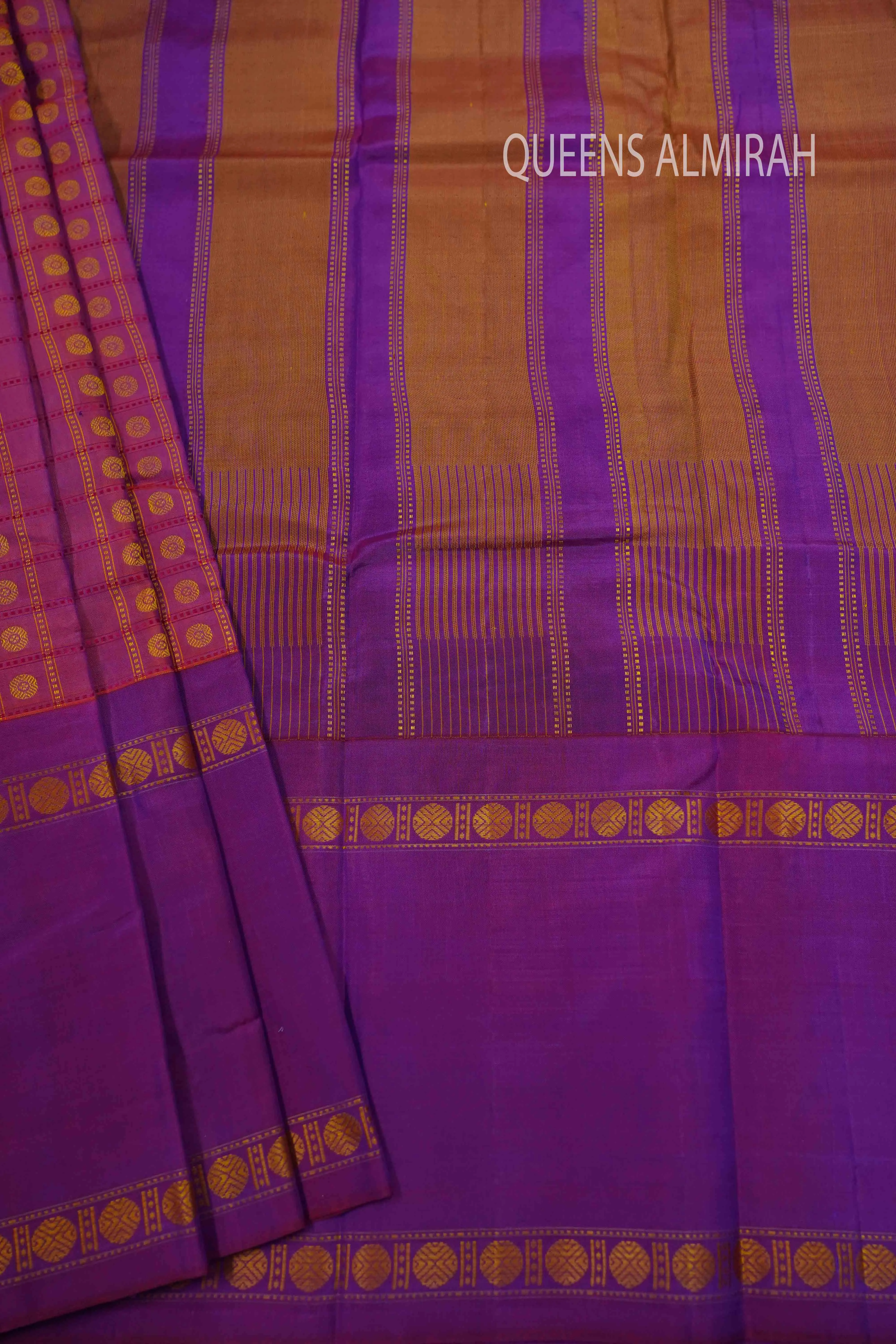 ROSE VALE WITH DARK RASBERRY PURE KANCHIVARAM SILK SAREE