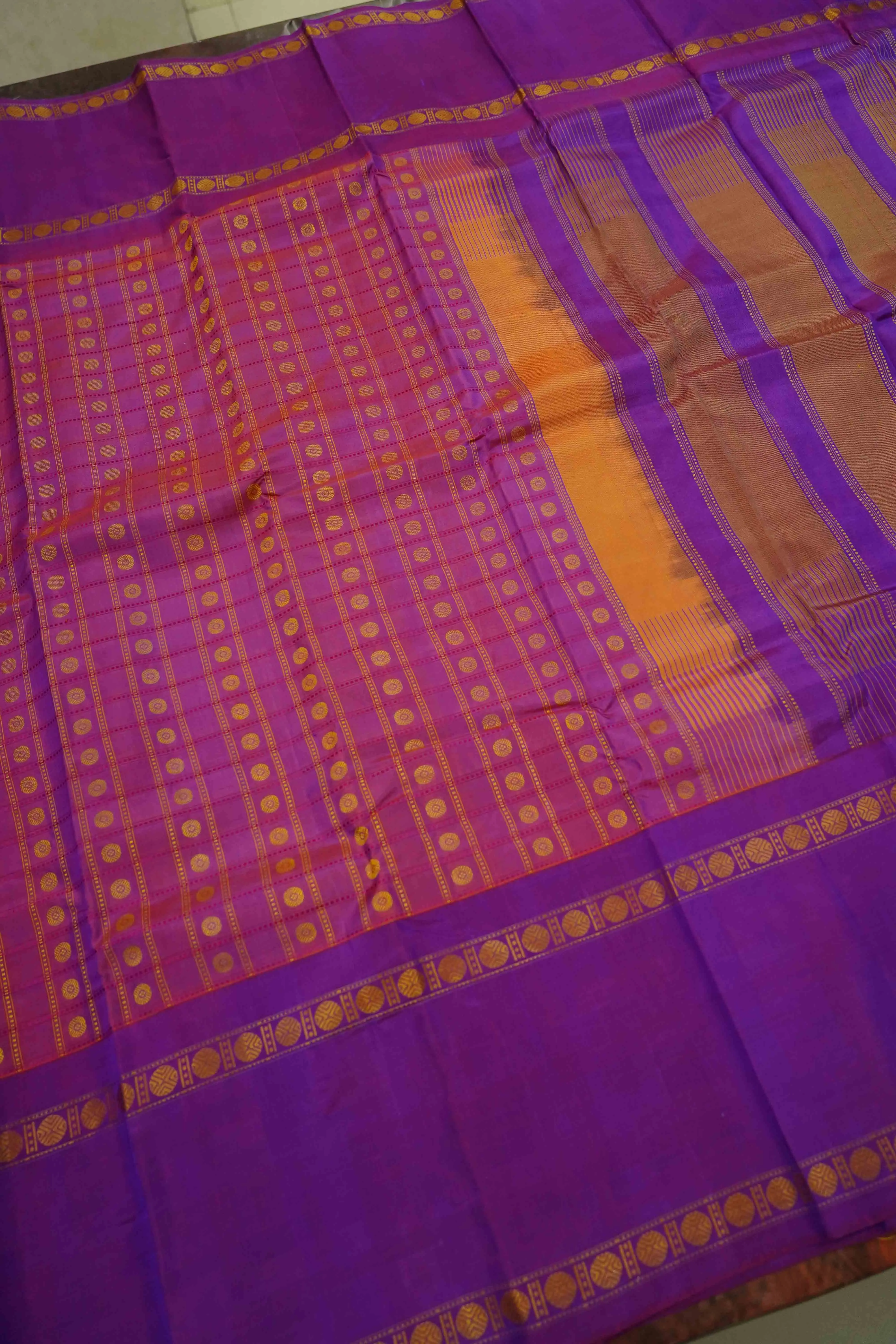 ROSE VALE WITH DARK RASBERRY PURE KANCHIVARAM SILK SAREE