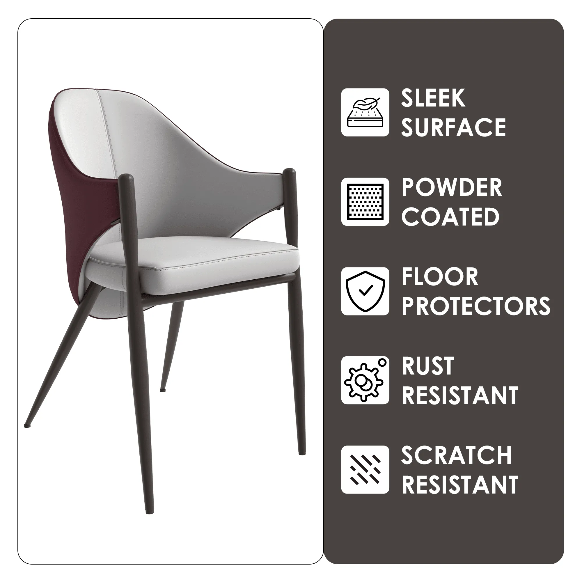 Sante Upholstered PU Leather Dining Chair with Iron Legs Set of 2