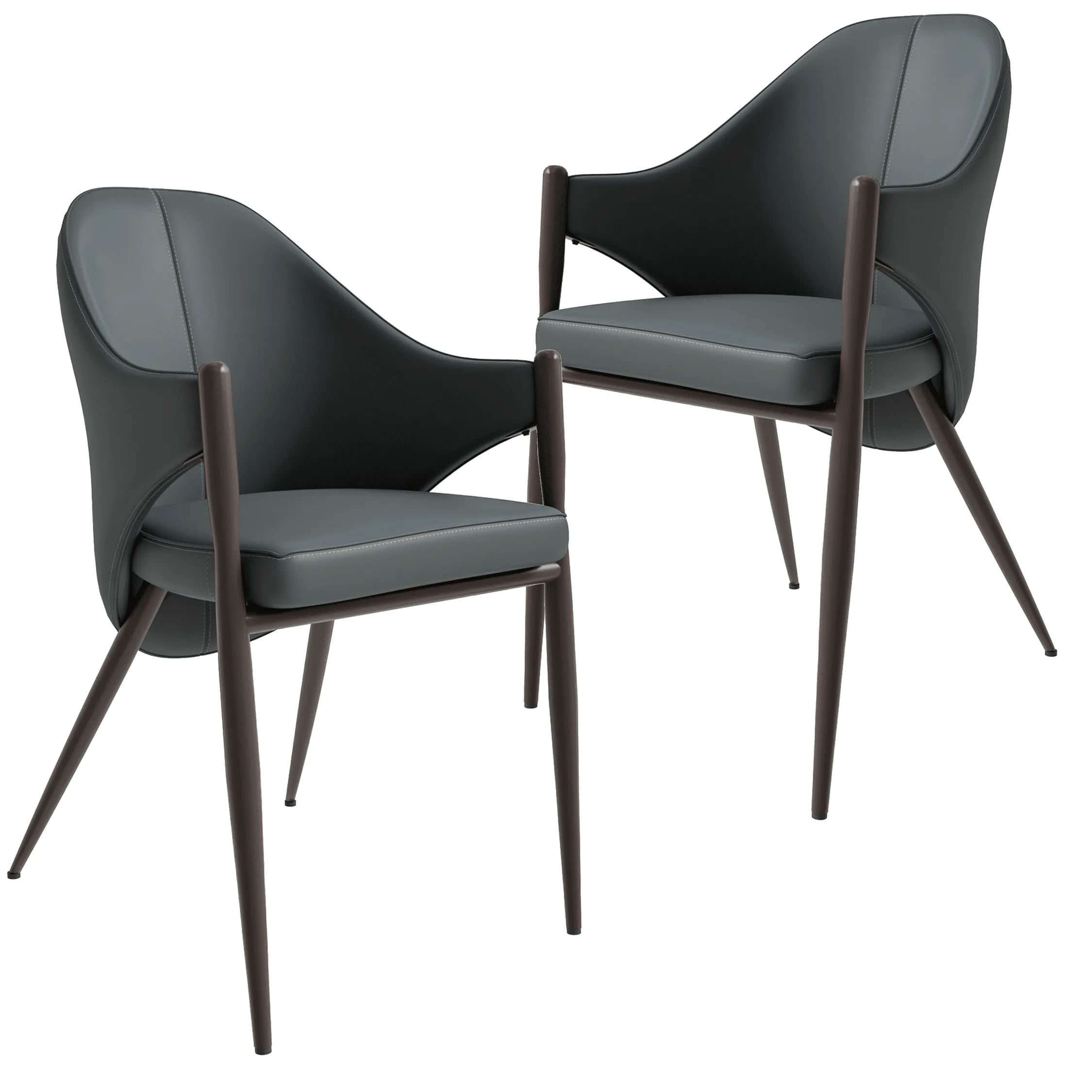 Sante Upholstered PU Leather Dining Chair with Iron Legs Set of 2