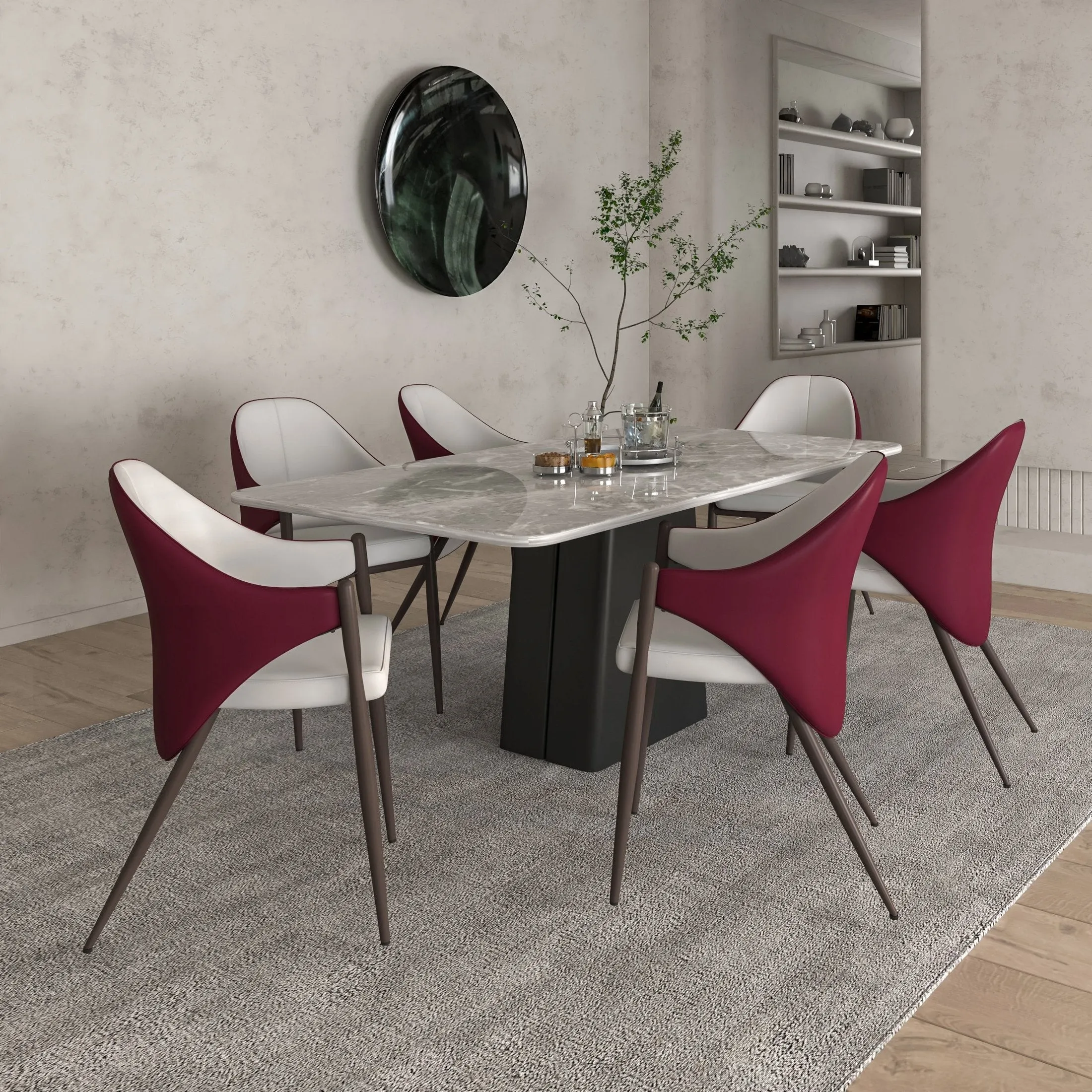 Sante Upholstered PU Leather Dining Chair with Iron Legs Set of 2