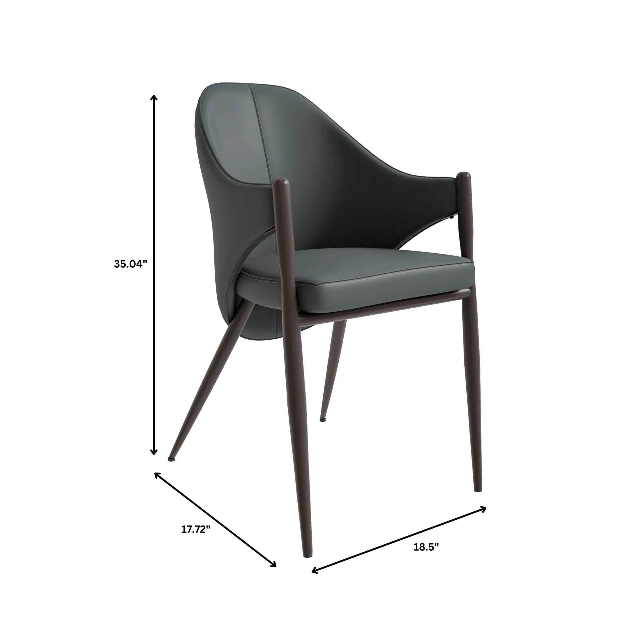Sante Upholstered PU Leather Dining Chair with Iron Legs Set of 2