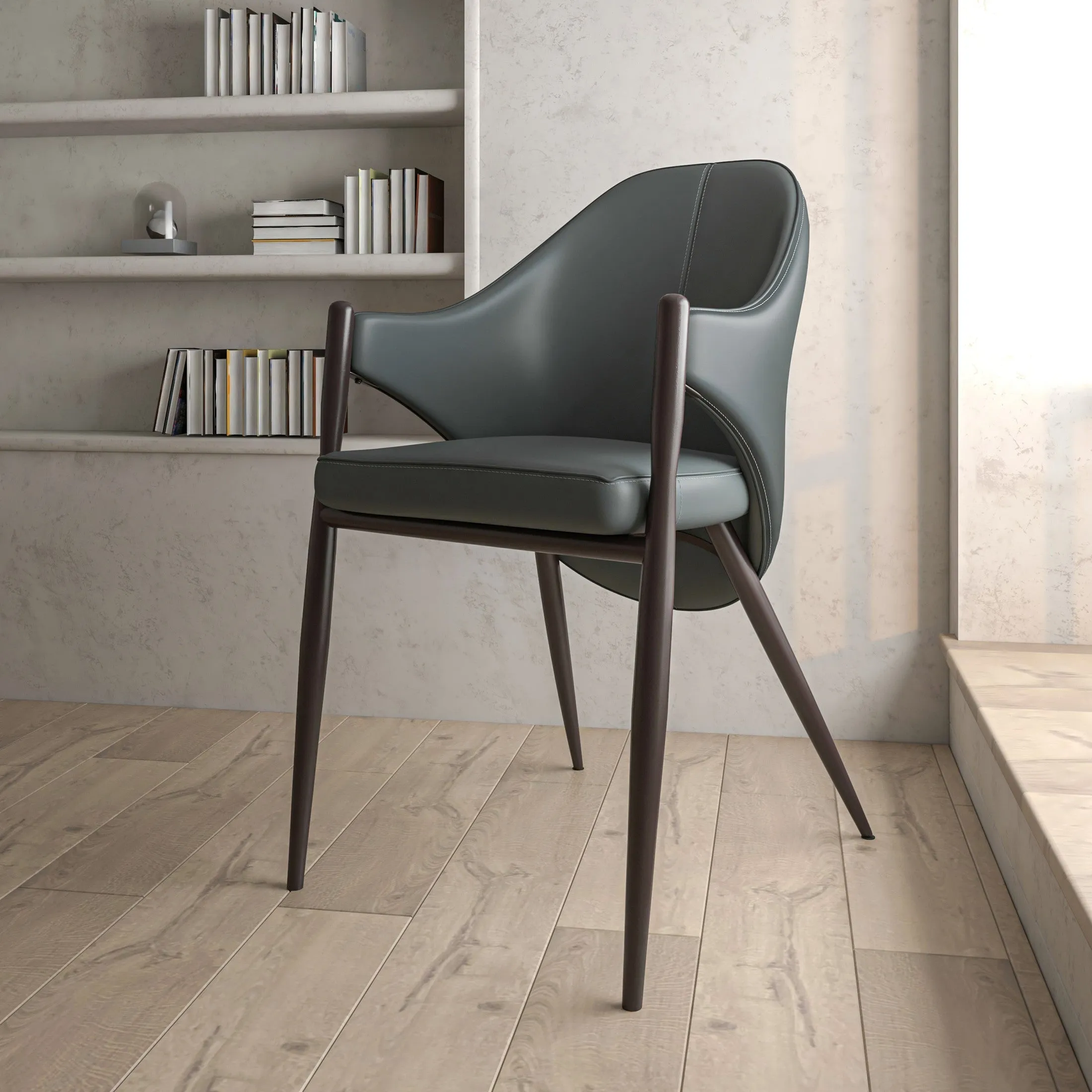 Sante Upholstered PU Leather Dining Chair with Iron Legs Set of 2