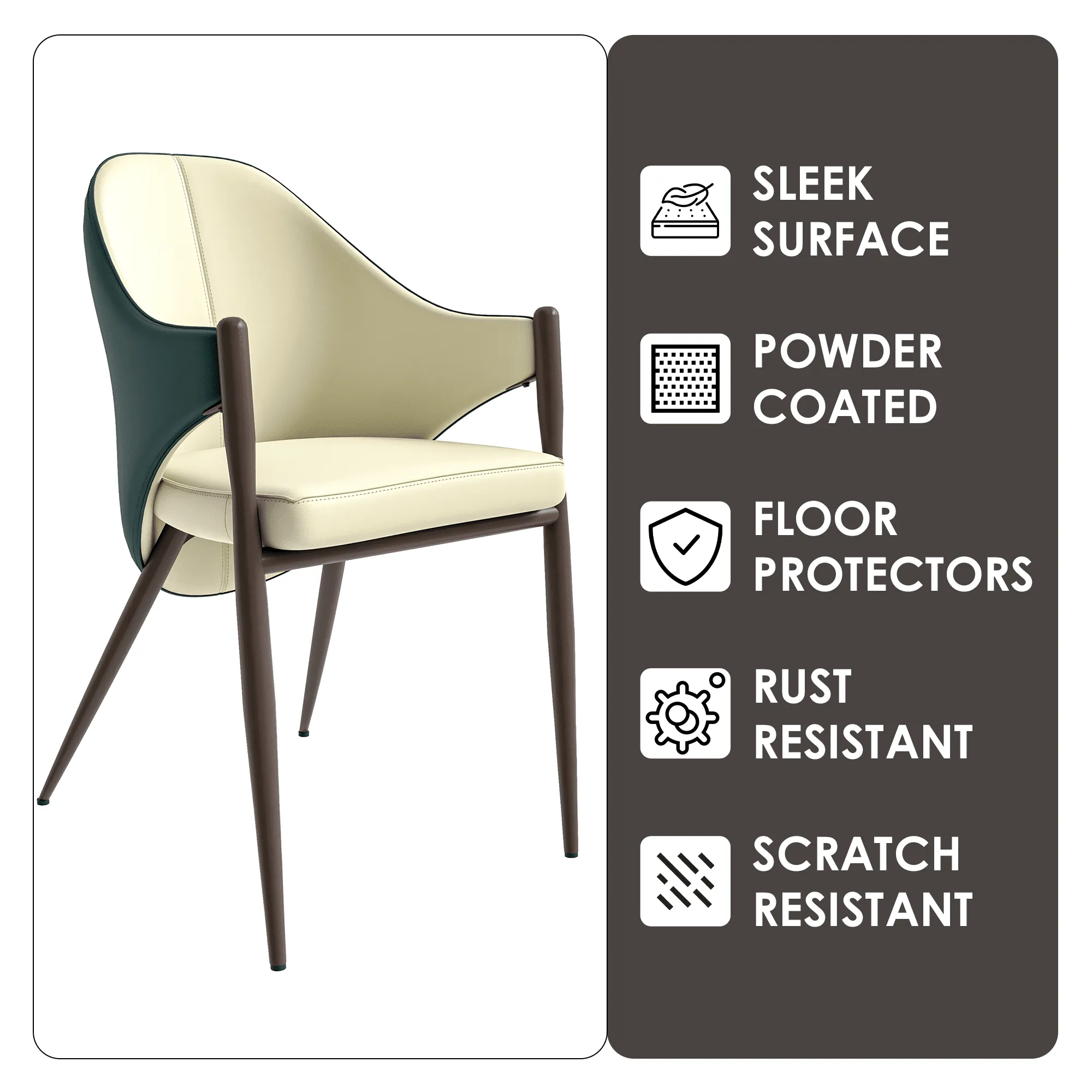 Sante Upholstered PU Leather Dining Chair with Iron Legs Set of 2