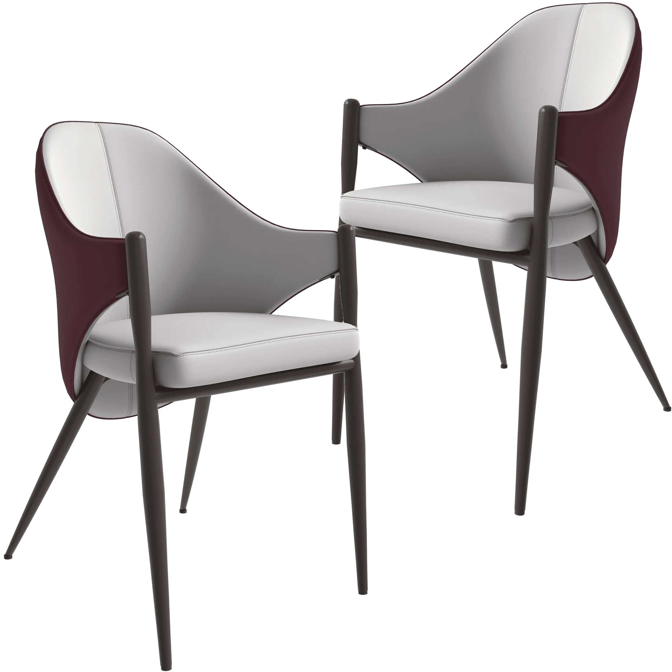 Sante Upholstered PU Leather Dining Chair with Iron Legs Set of 2