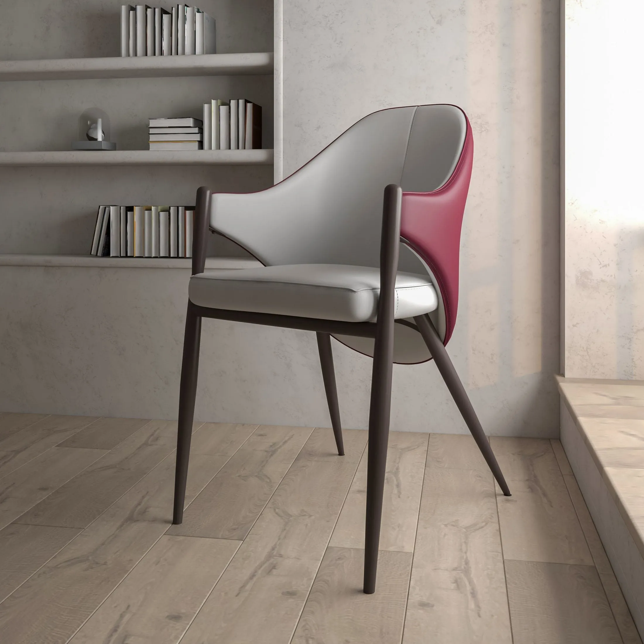 Sante Upholstered PU Leather Dining Chair with Iron Legs Set of 2