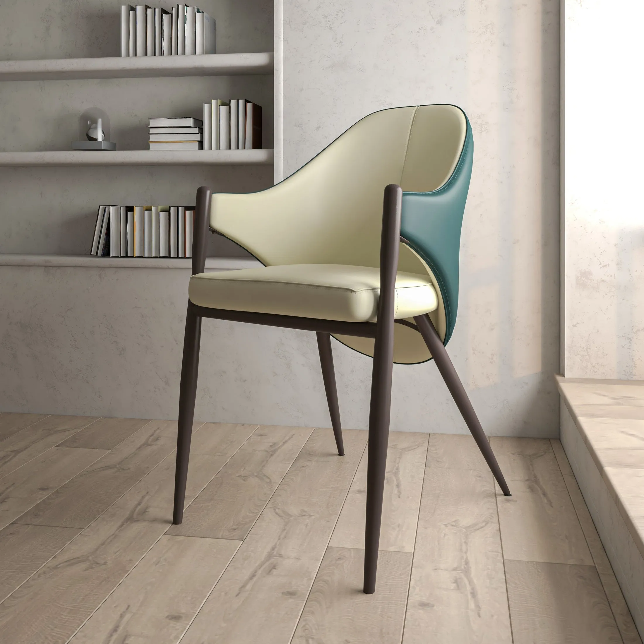 Sante Upholstered PU Leather Dining Chair with Iron Legs Set of 2