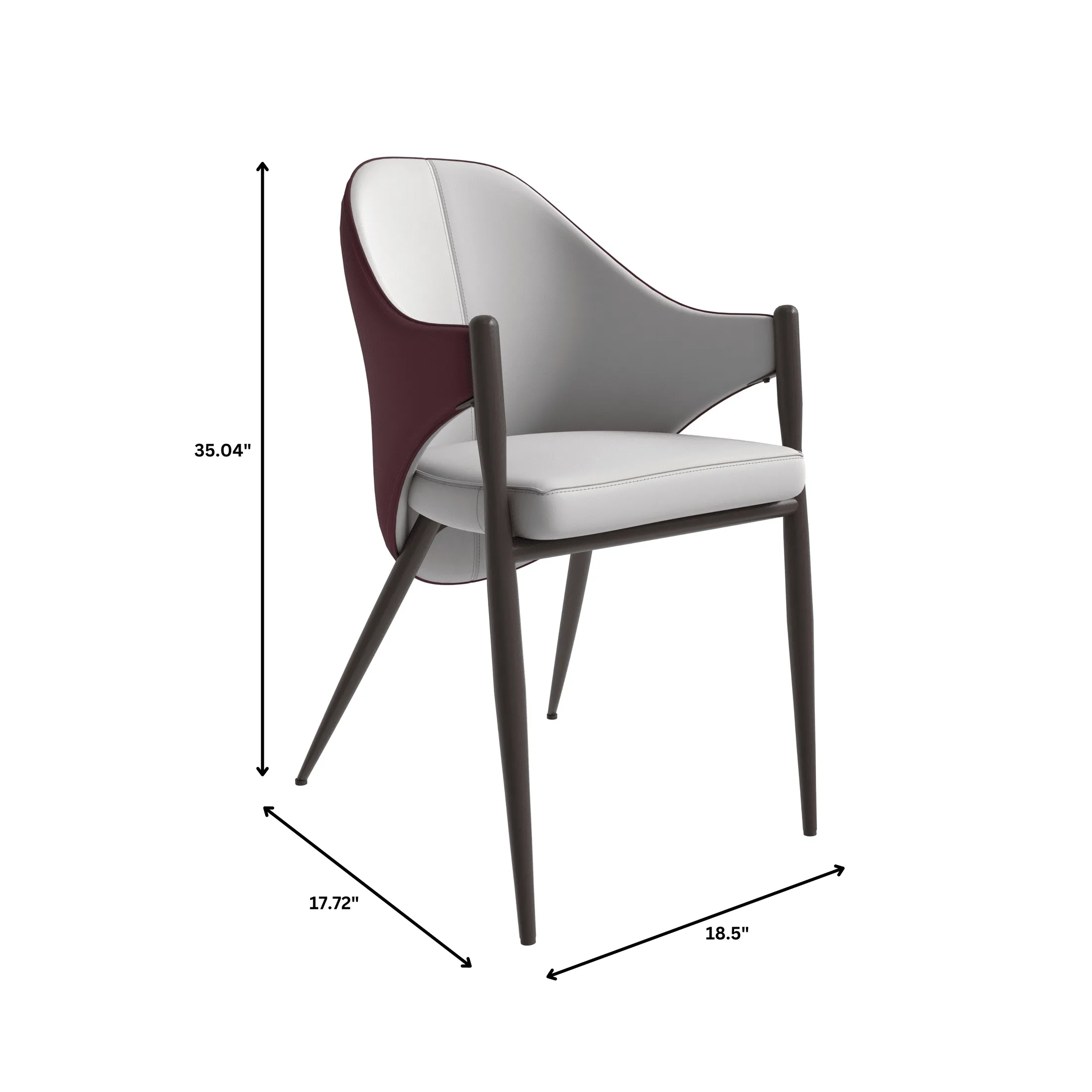 Sante Upholstered PU Leather Dining Chair with Iron Legs Set of 2