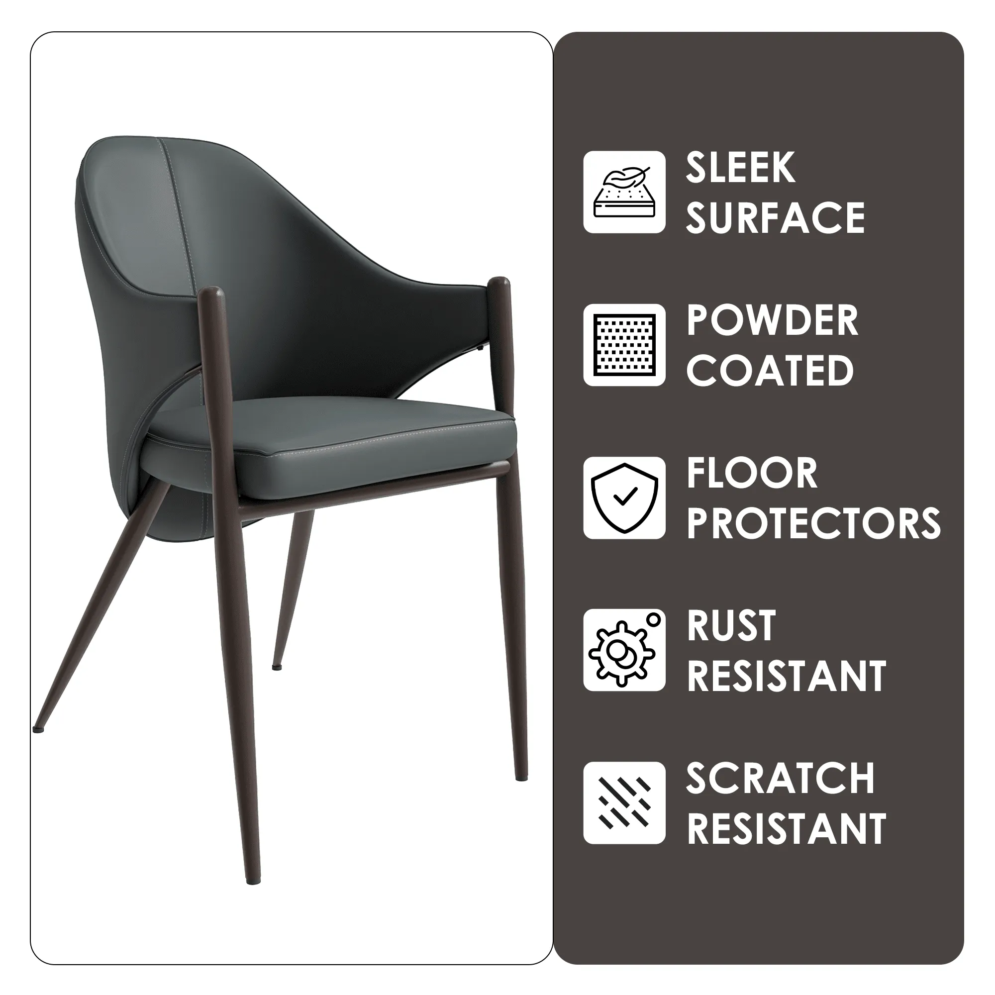 Sante Upholstered PU Leather Dining Chair with Iron Legs Set of 2