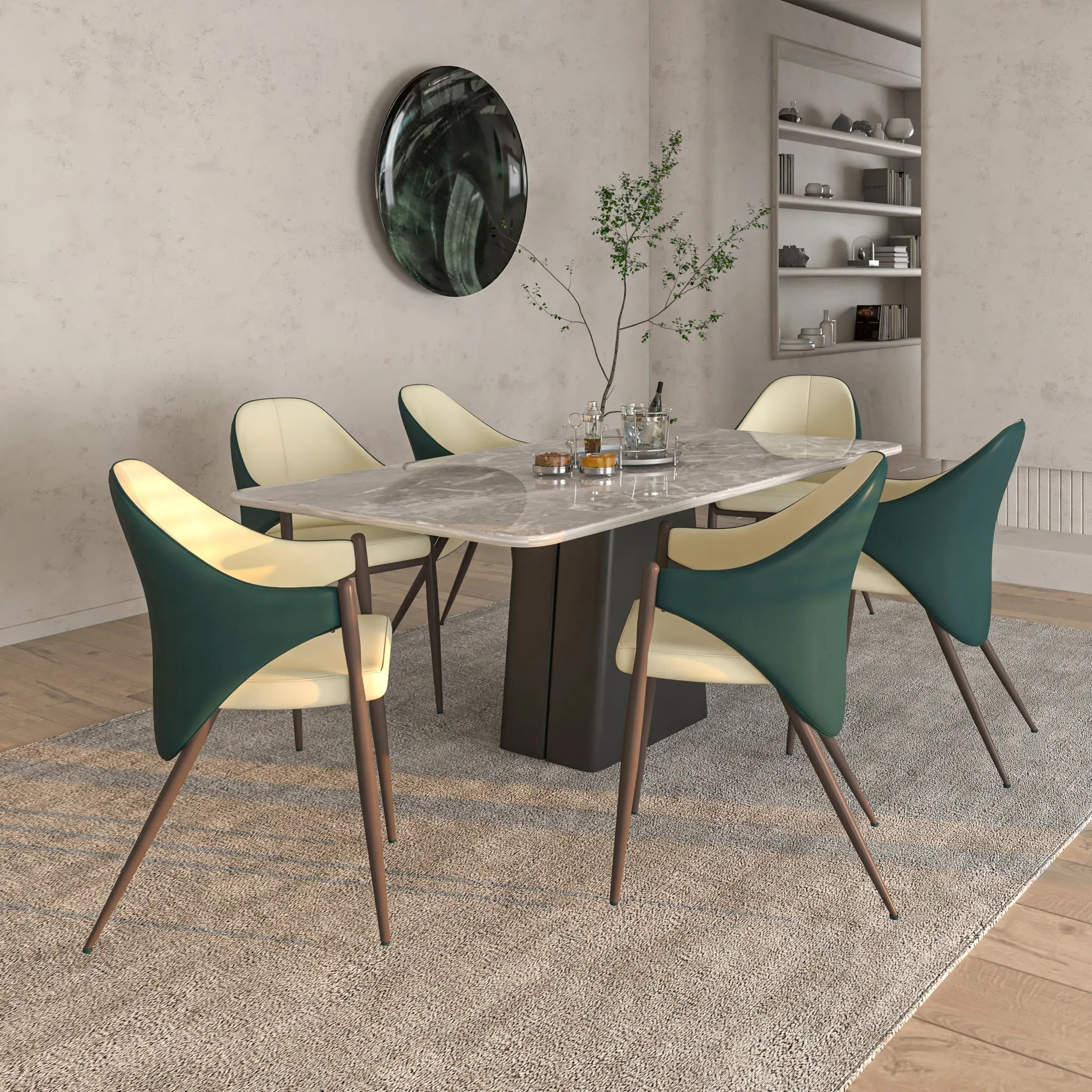 Sante Upholstered PU Leather Dining Chair with Iron Legs Set of 2
