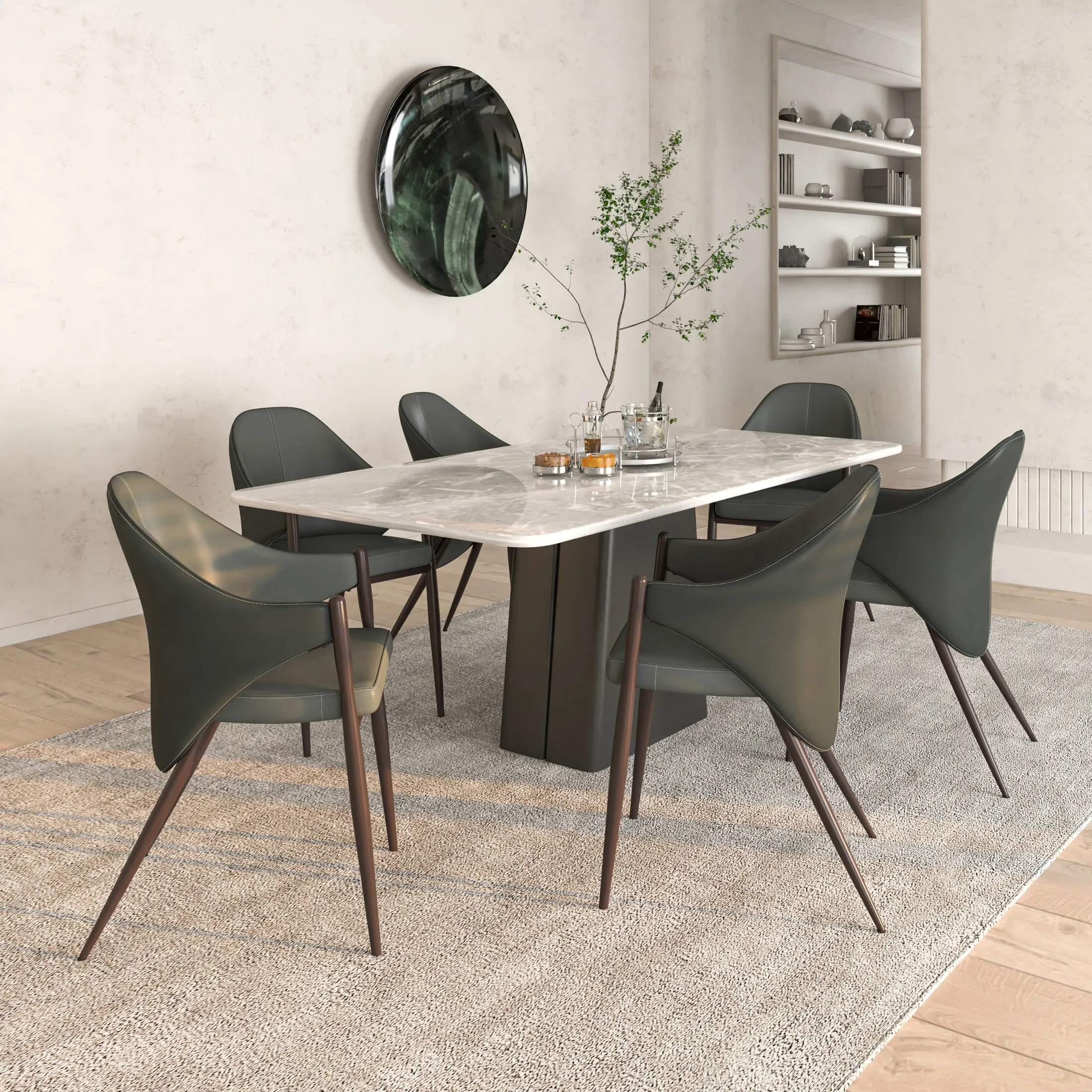 Sante Upholstered PU Leather Dining Chair with Iron Legs Set of 2
