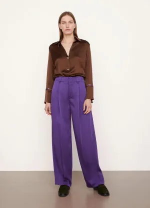 Satin Wide Leg Pant in Dark Zinnia