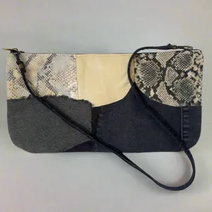 Skins Patchwork Denim   Leather Bag