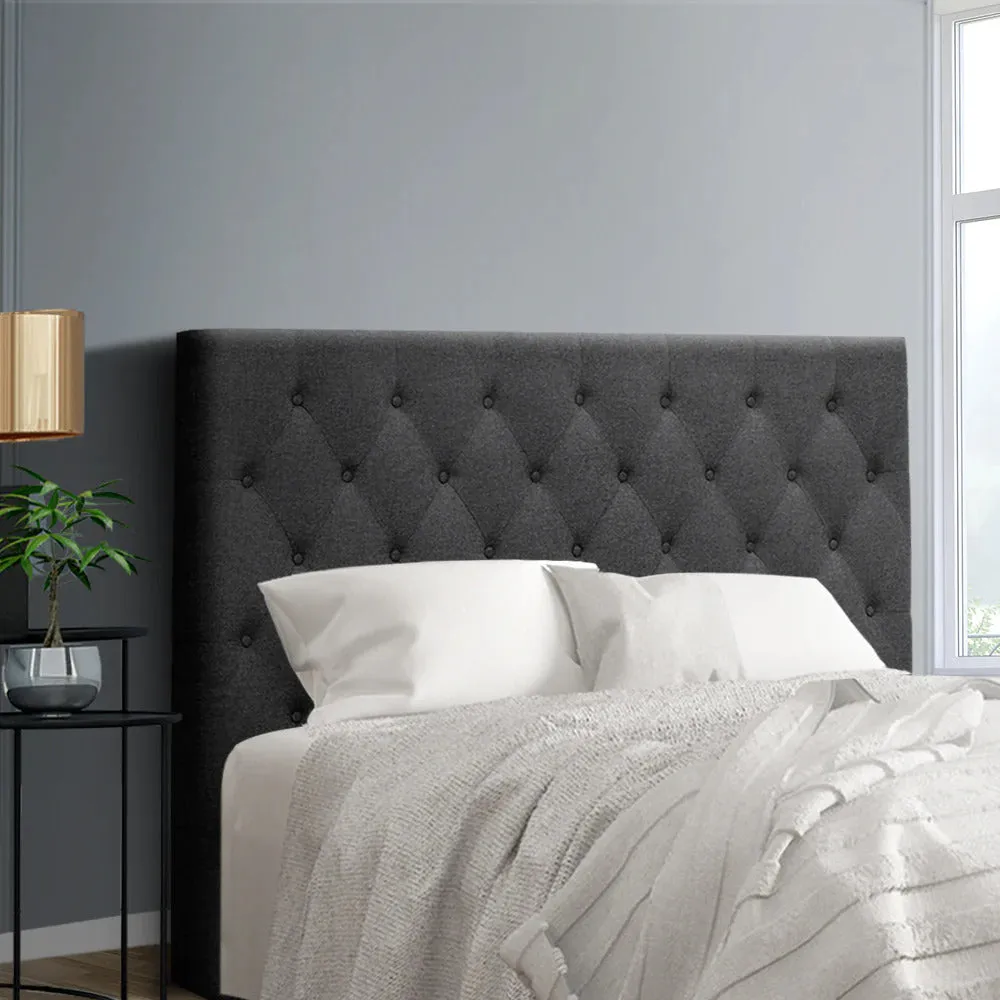 Soira Double Size Premium Faux Linen Fabric Bedhead - Charcoal