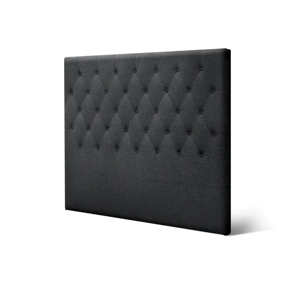 Soira Double Size Premium Faux Linen Fabric Bedhead - Charcoal