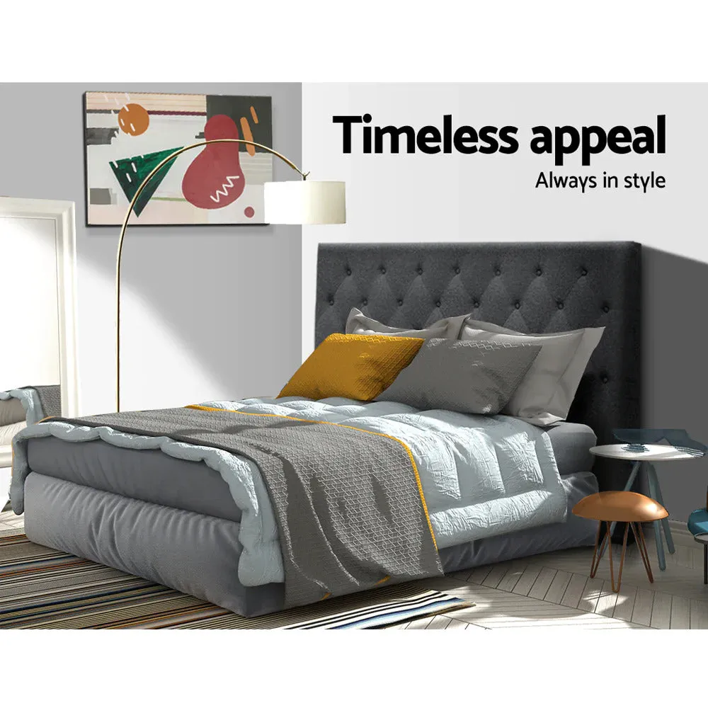 Soira Double Size Premium Faux Linen Fabric Bedhead - Charcoal