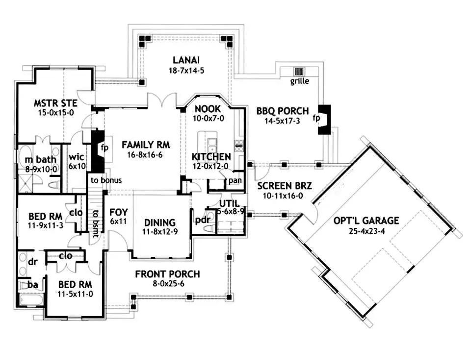 Spacious 3-Bedroom Home Plan with Bonus Room and Garage