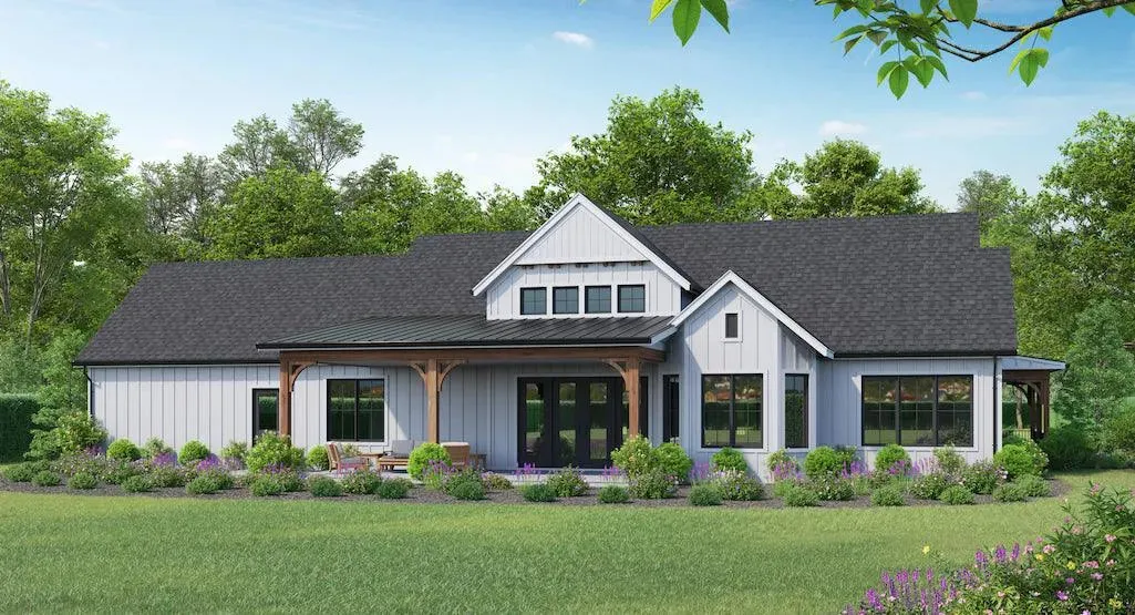 Spacious 3-Bedroom Home Plan with Front-Load Garage and Basement