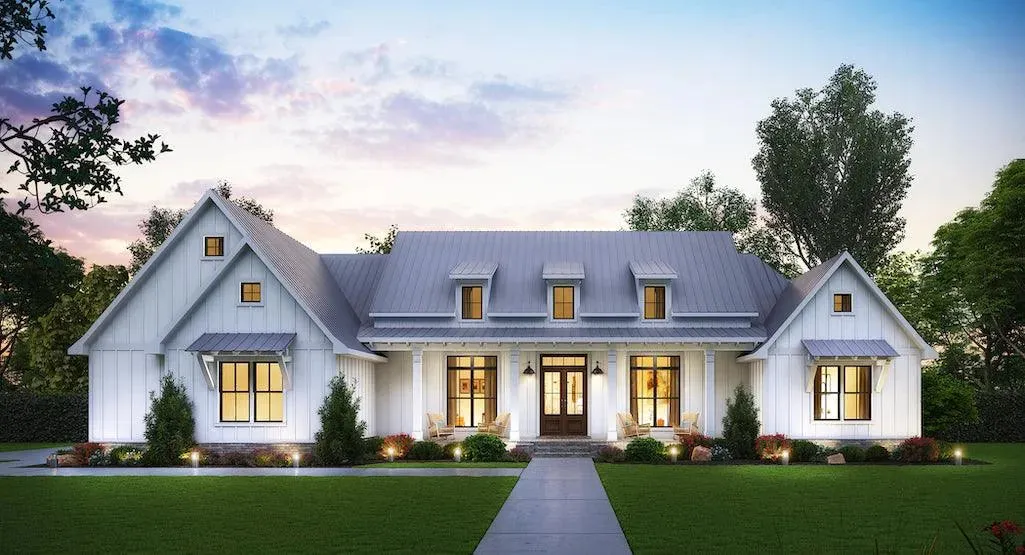 Spacious 4-Bedroom Home Plan with Bonus Room and Porches