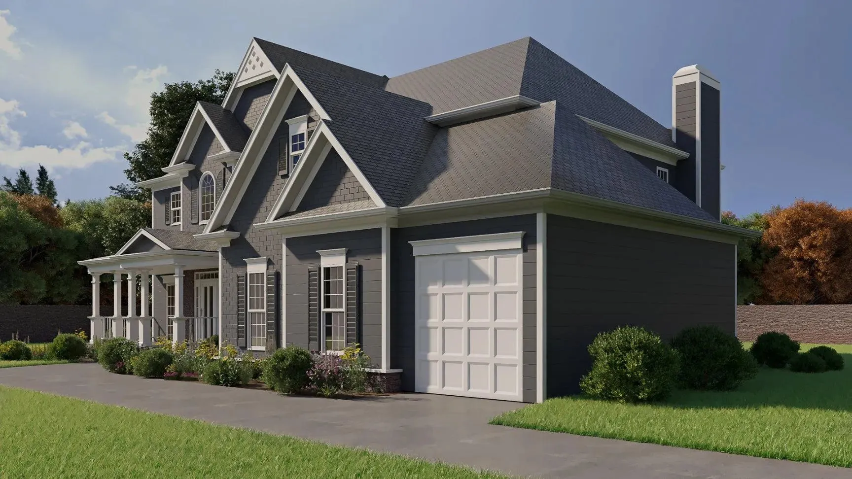 Spacious 5-bedroom home with grand foyer and outdoor living areas.