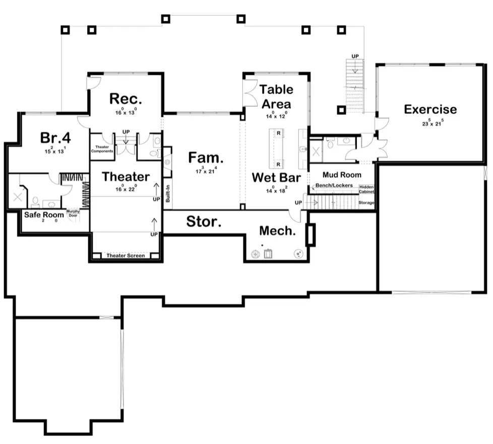 Spacious Five-Bedroom House Plan with Courtyard Garage