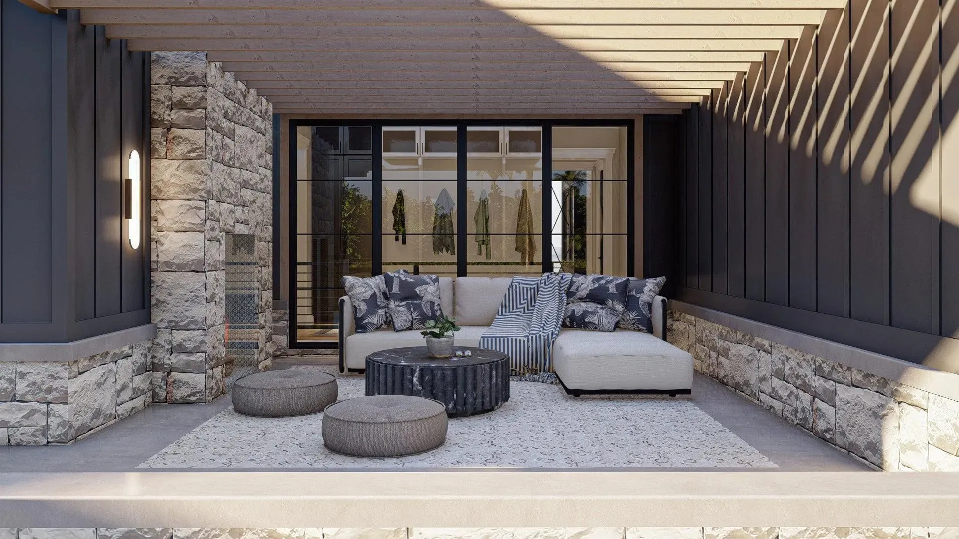 Spacious Five-Bedroom House Plan with Courtyard Garage