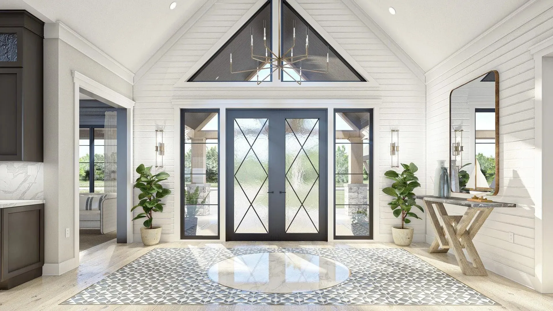 Spacious Five-Bedroom House Plan with Courtyard Garage